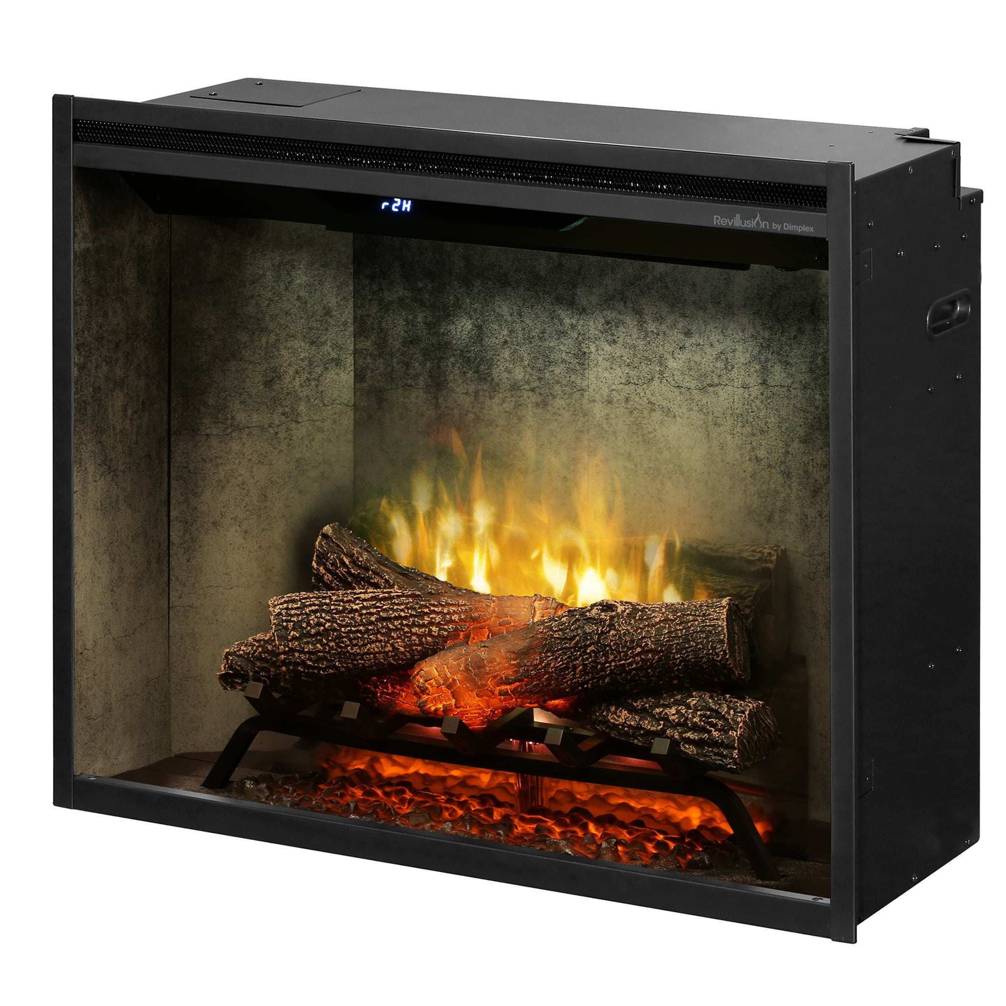 Dimplex Revillusion 30in Built-in Electric Firebox, Weathered Concrete, with Glass Pane and Plug Kit included