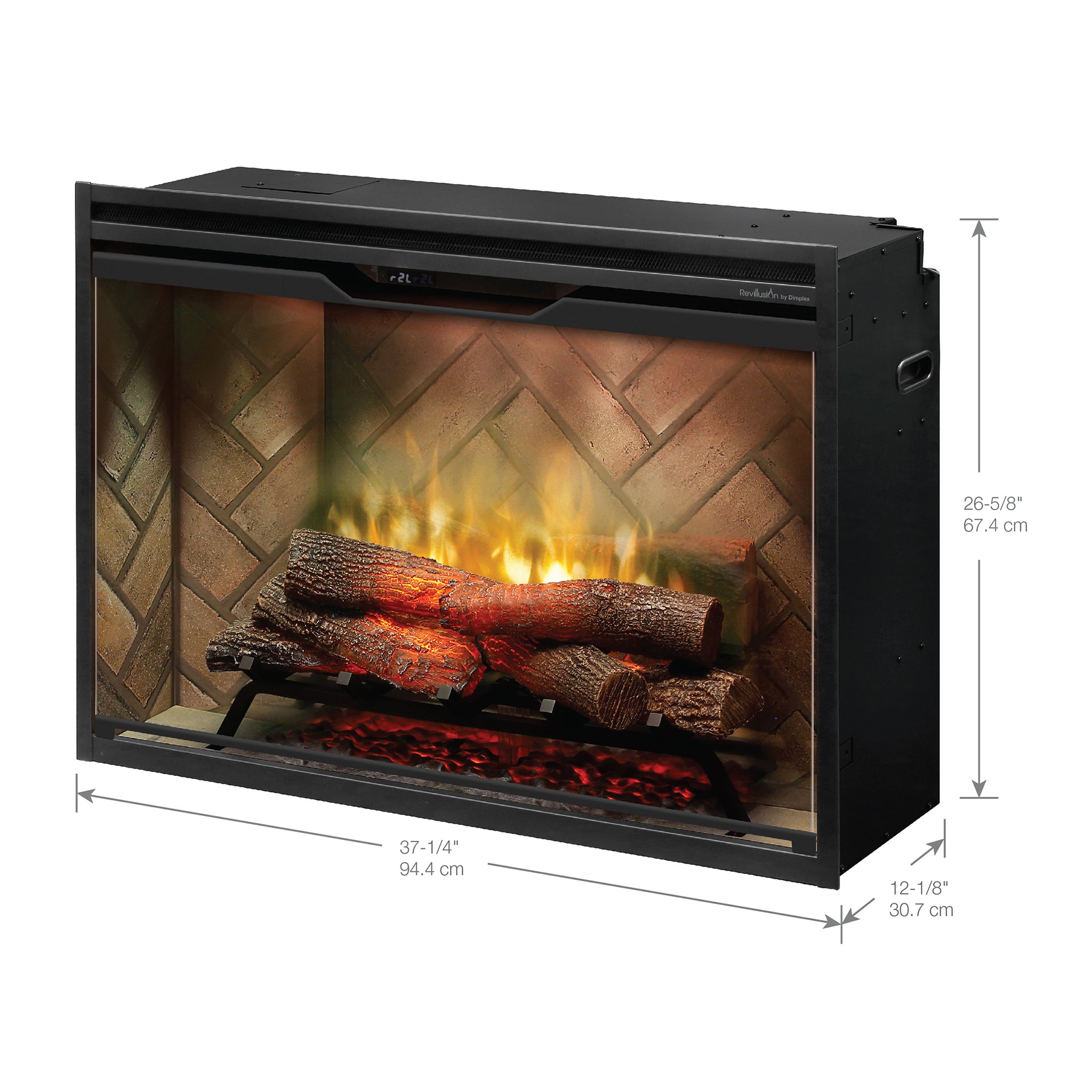 Dimplex Revillusion 36in Built-in Electric Firebox, Herringbone, with Glass Pane and Plug Kit included