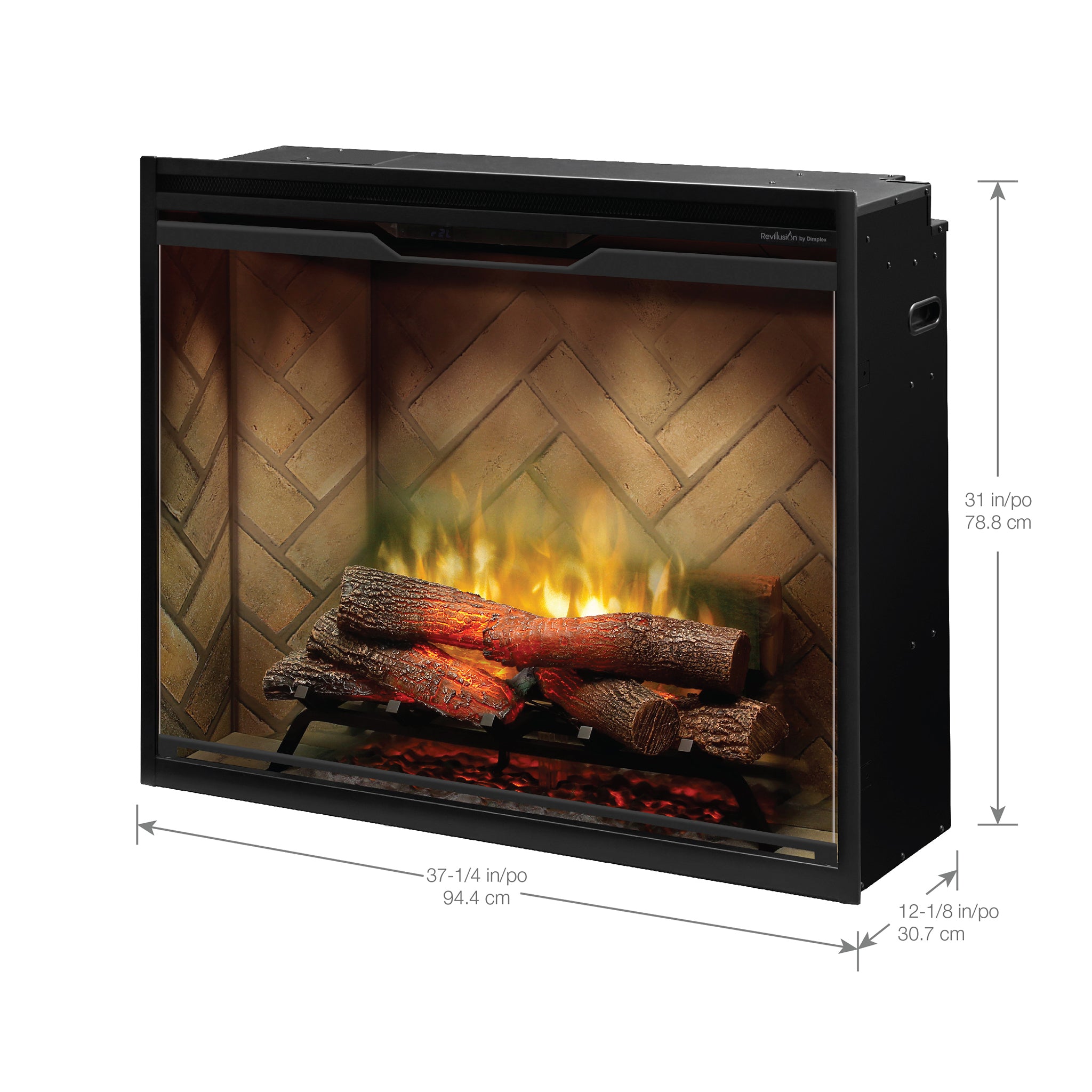 Dimplex Revillusion 36in Portrait Built-In Firebox, Herringbone, with Glass Pane and Plug Kit included
