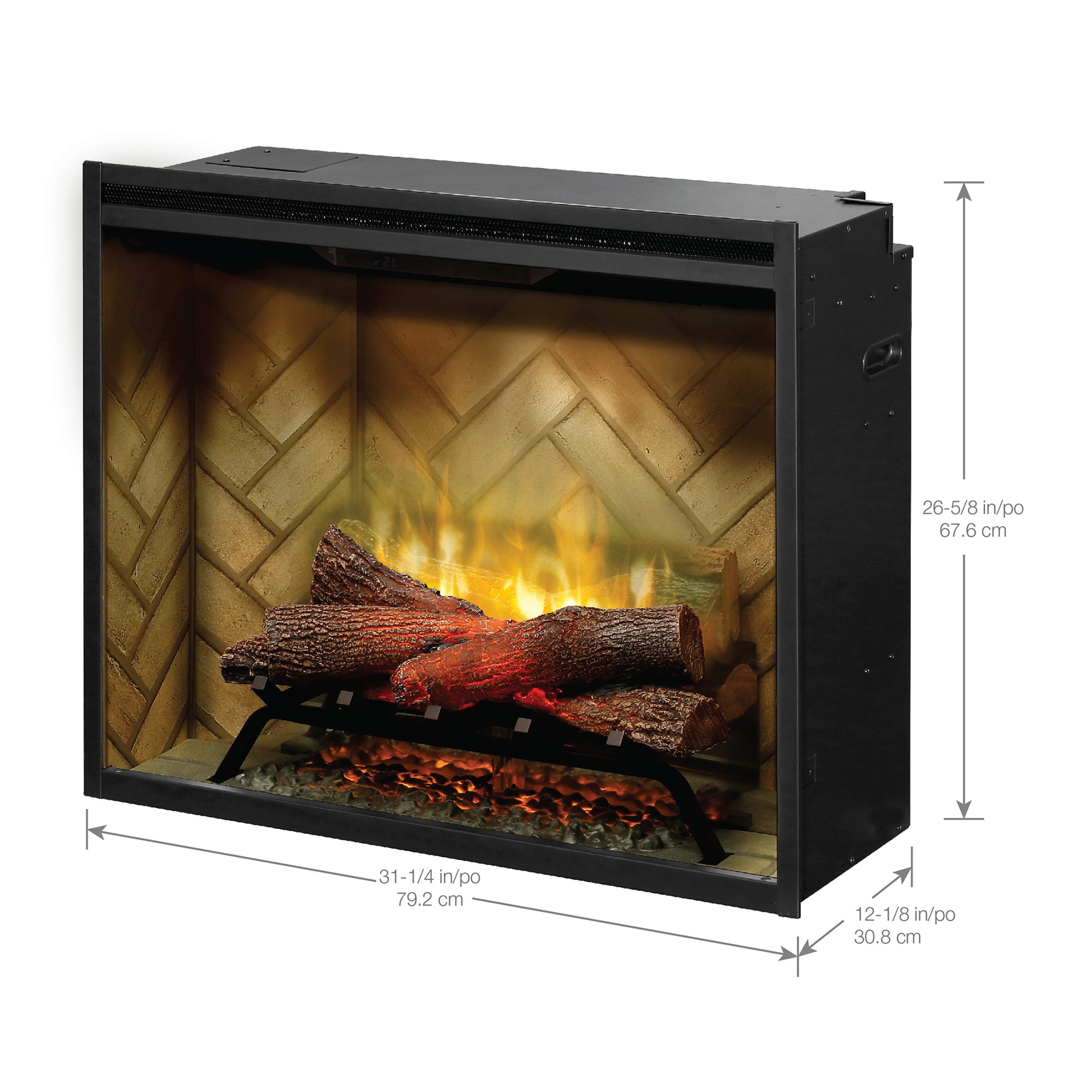 Dimplex Revillusion 30in Built-in Electric Firebox, Herringbone, with Glass Pane and Plug Kit included