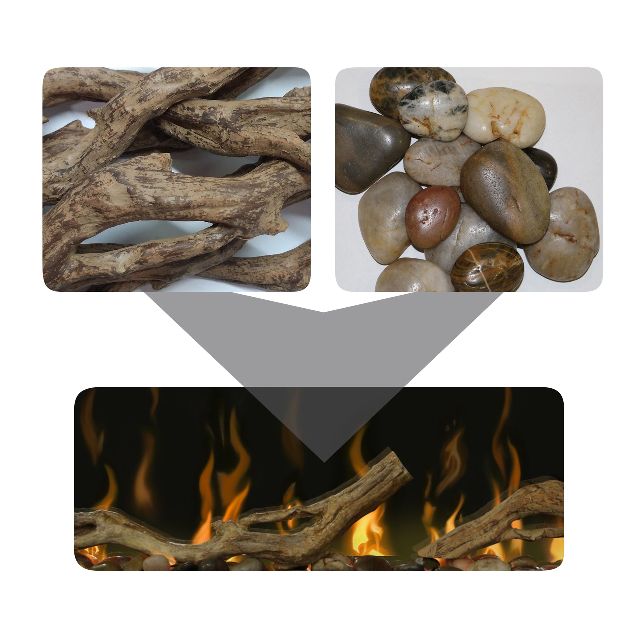 Dimplex Accessory Driftwood and River Rock for 100" Linear Fireplace