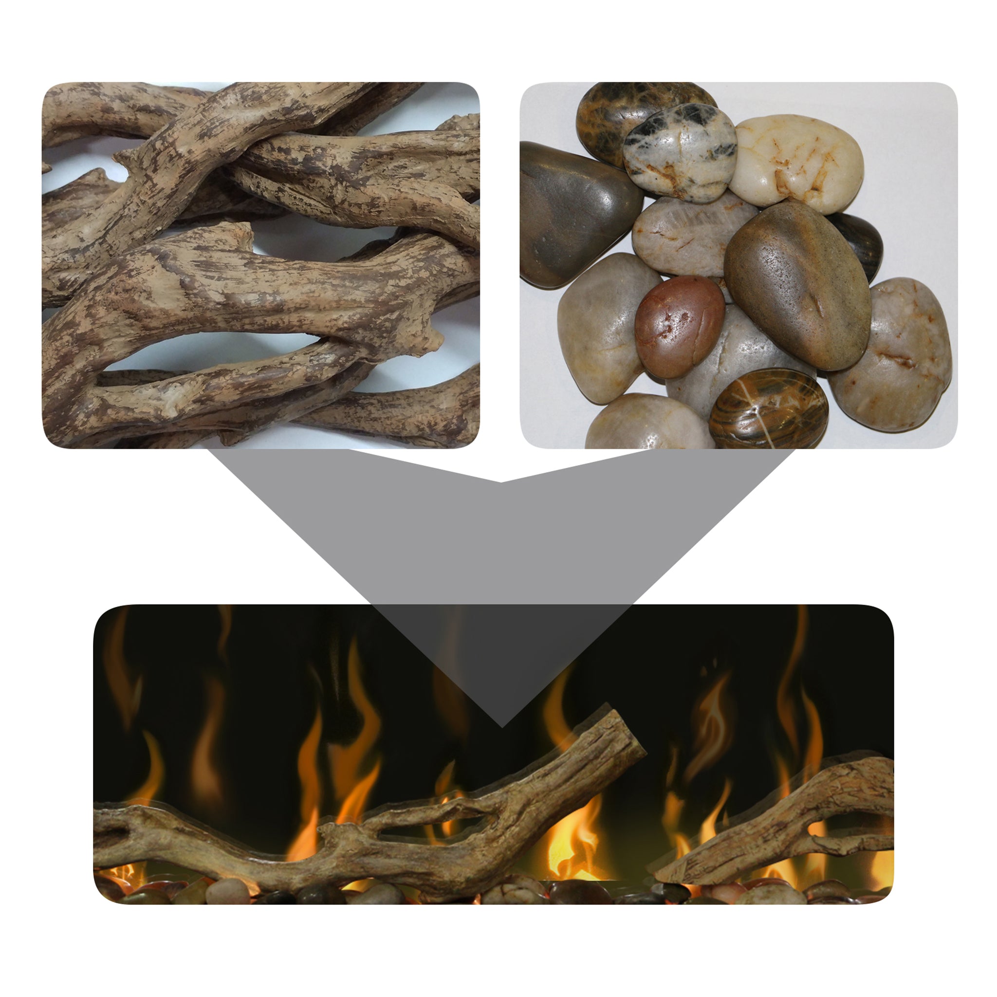 Dimplex Accessory Driftwood and River Rock for 100" Linear Fireplace