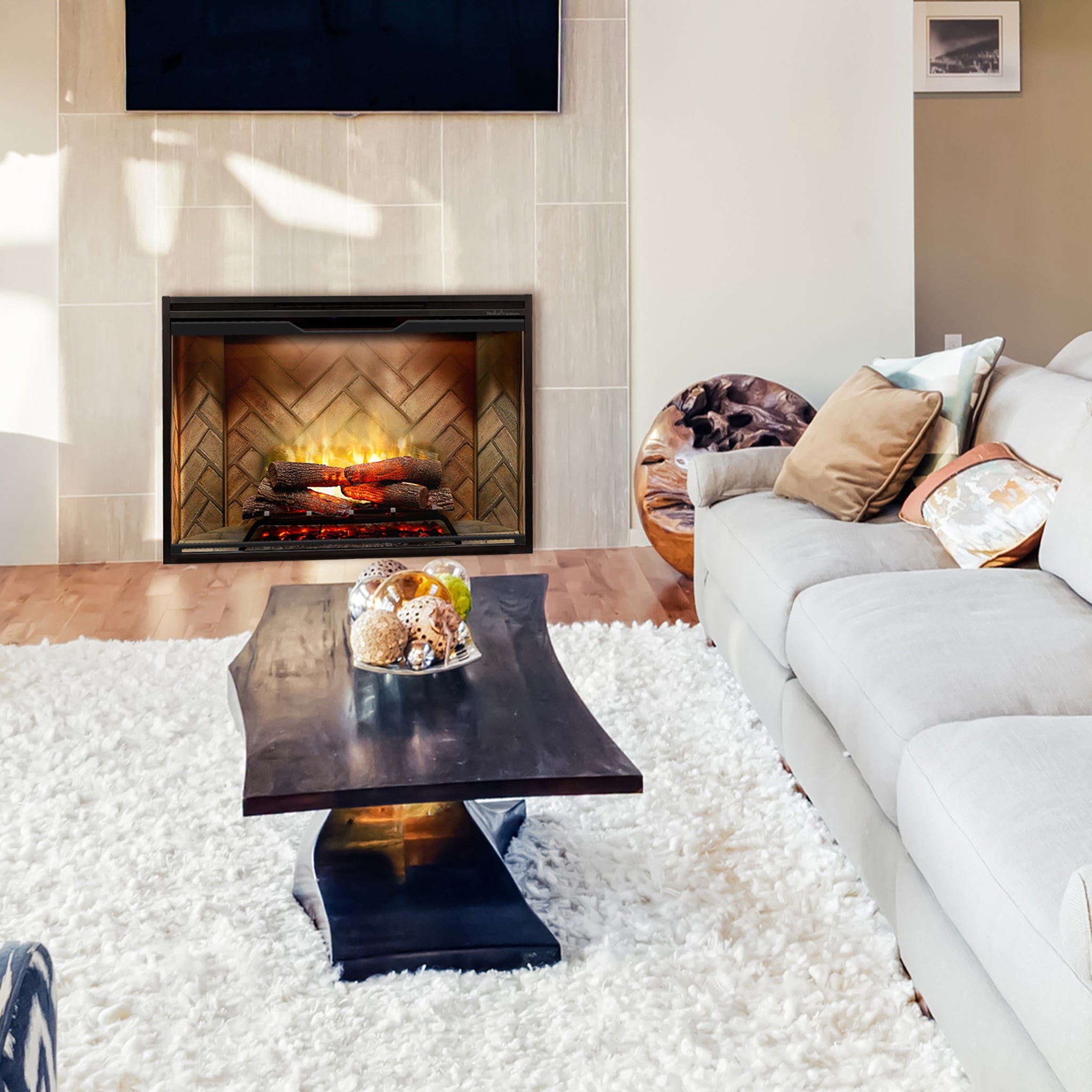 Dimplex Revillusion 42in Portrait Built-In Firebox, Herringbone, with Glass Pane and Plug Kit included
