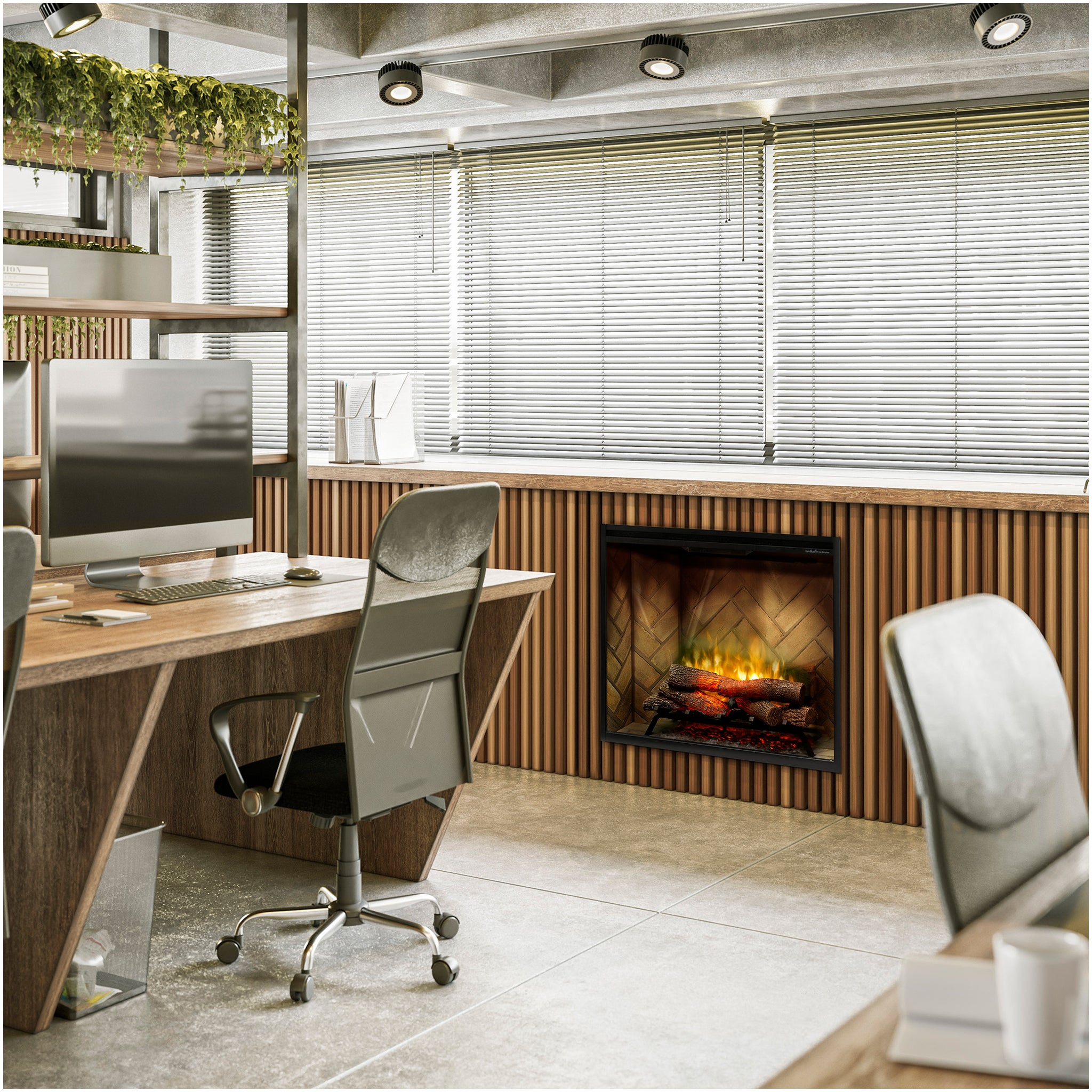 Dimplex Revillusion 36in Portrait Built-In Firebox, Herringbone, with Glass Pane and Plug Kit included
