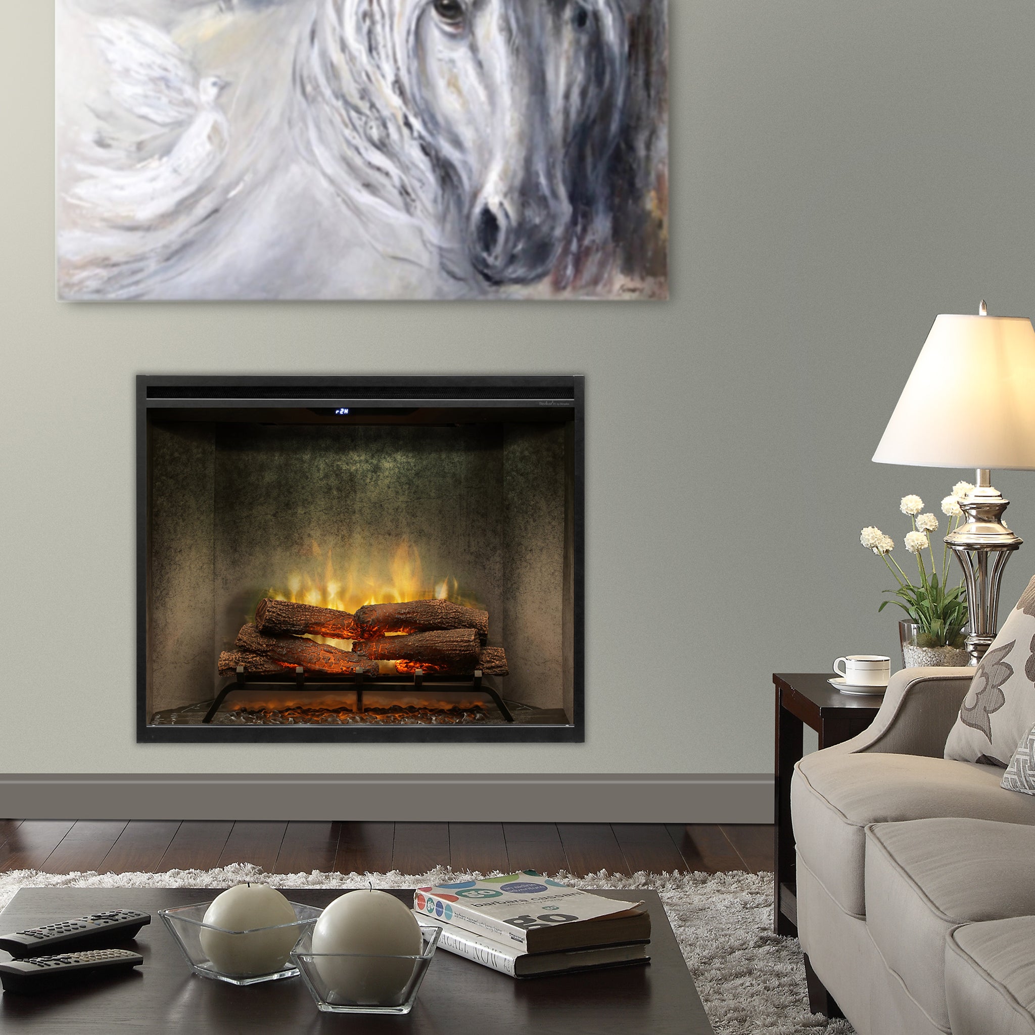 Dimplex Revillusion 42in Portrait Built-In Firebox, Weathered Concrete, with Glass Pane and Plug Kit included