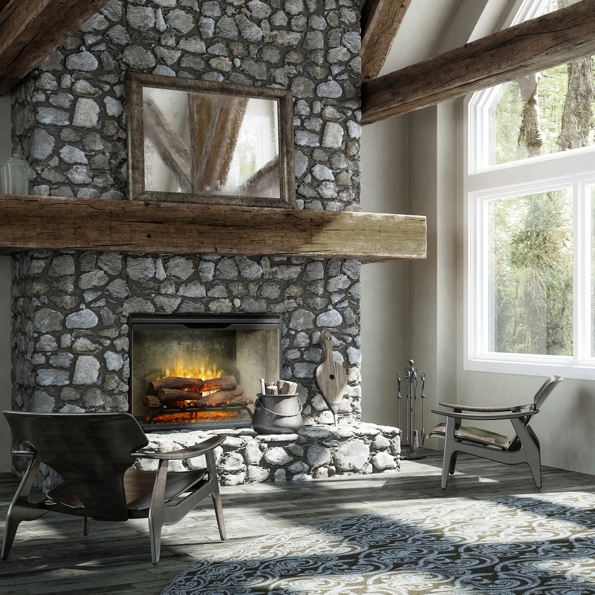 Dimplex Revillusion 36in Built-in Electric Firebox, Weathered Concrete, with Glass Pane and Plug Kit included