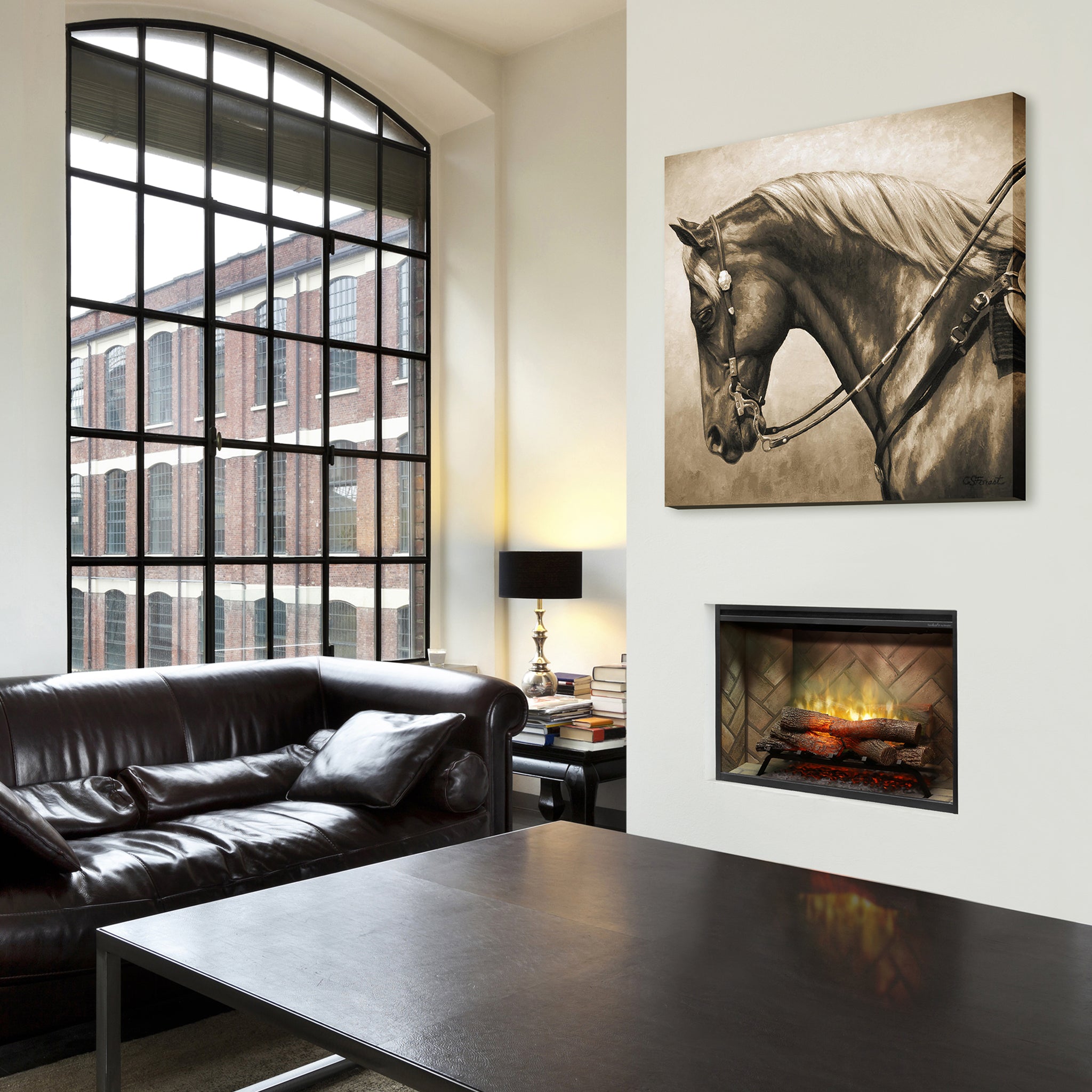 Dimplex Revillusion 36in Built-in Electric Firebox, Herringbone, with Glass Pane and Plug Kit included