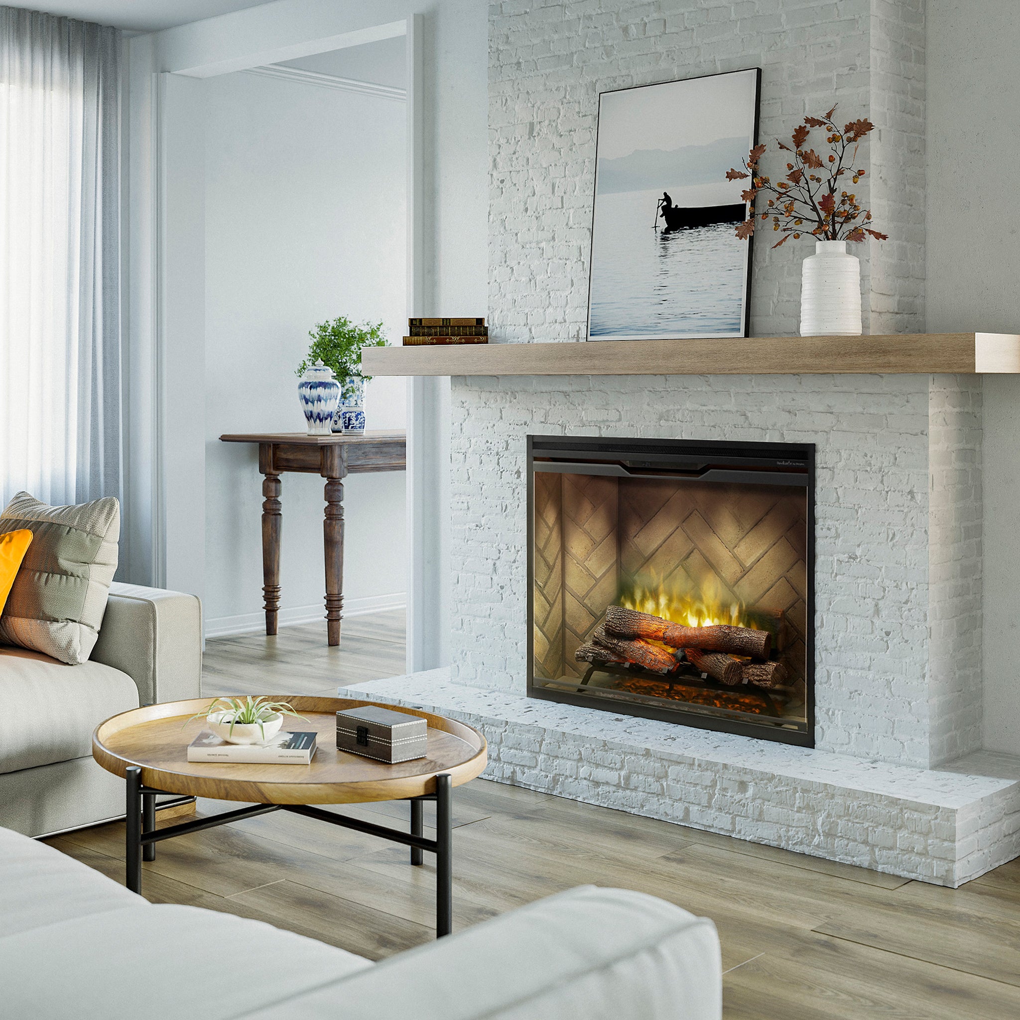 Dimplex Revillusion 36in Portrait Built-In Firebox, Herringbone, with Glass Pane and Plug Kit included