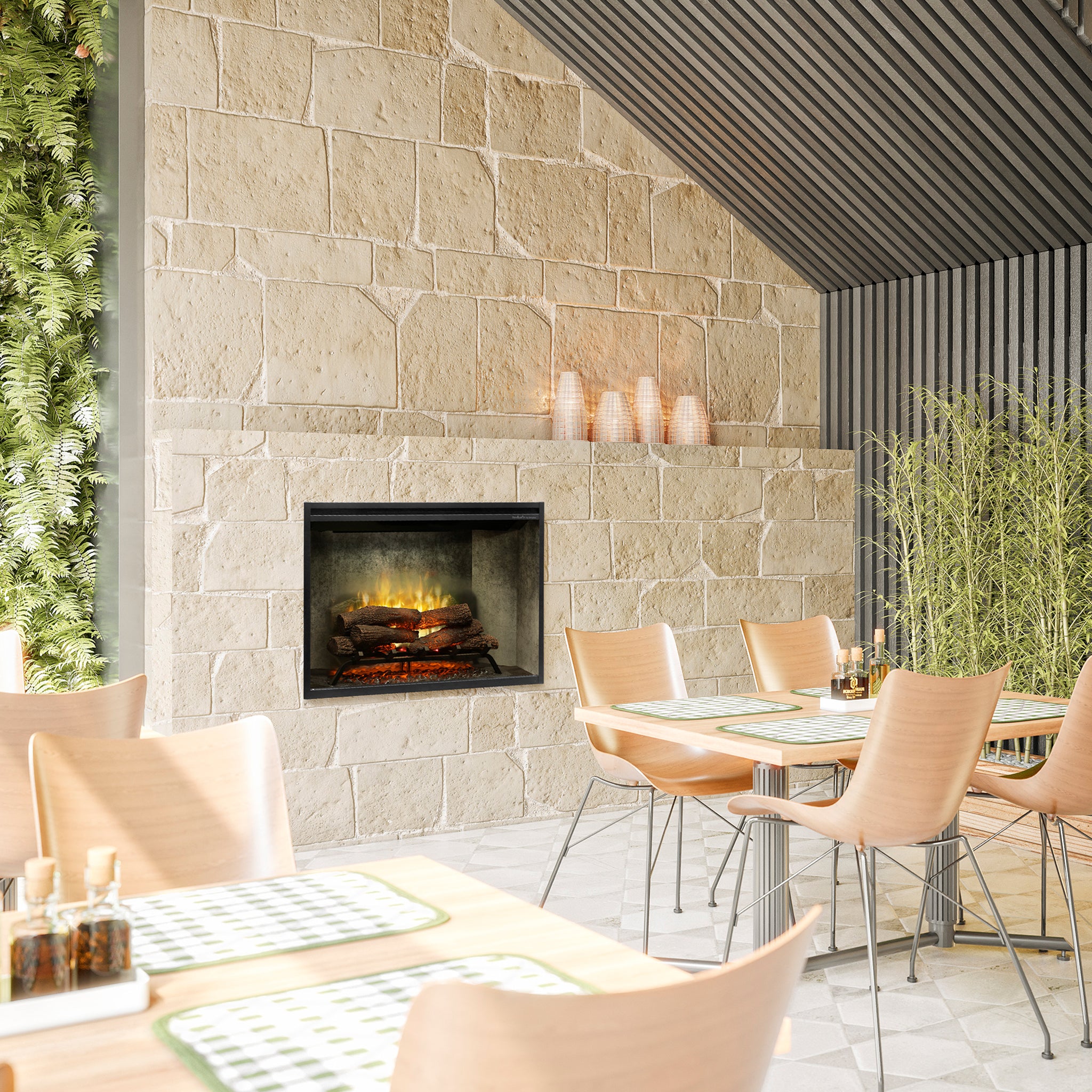 Dimplex Revillusion 36in Built-in Electric Firebox, Weathered Concrete, with Glass Pane and Plug Kit included