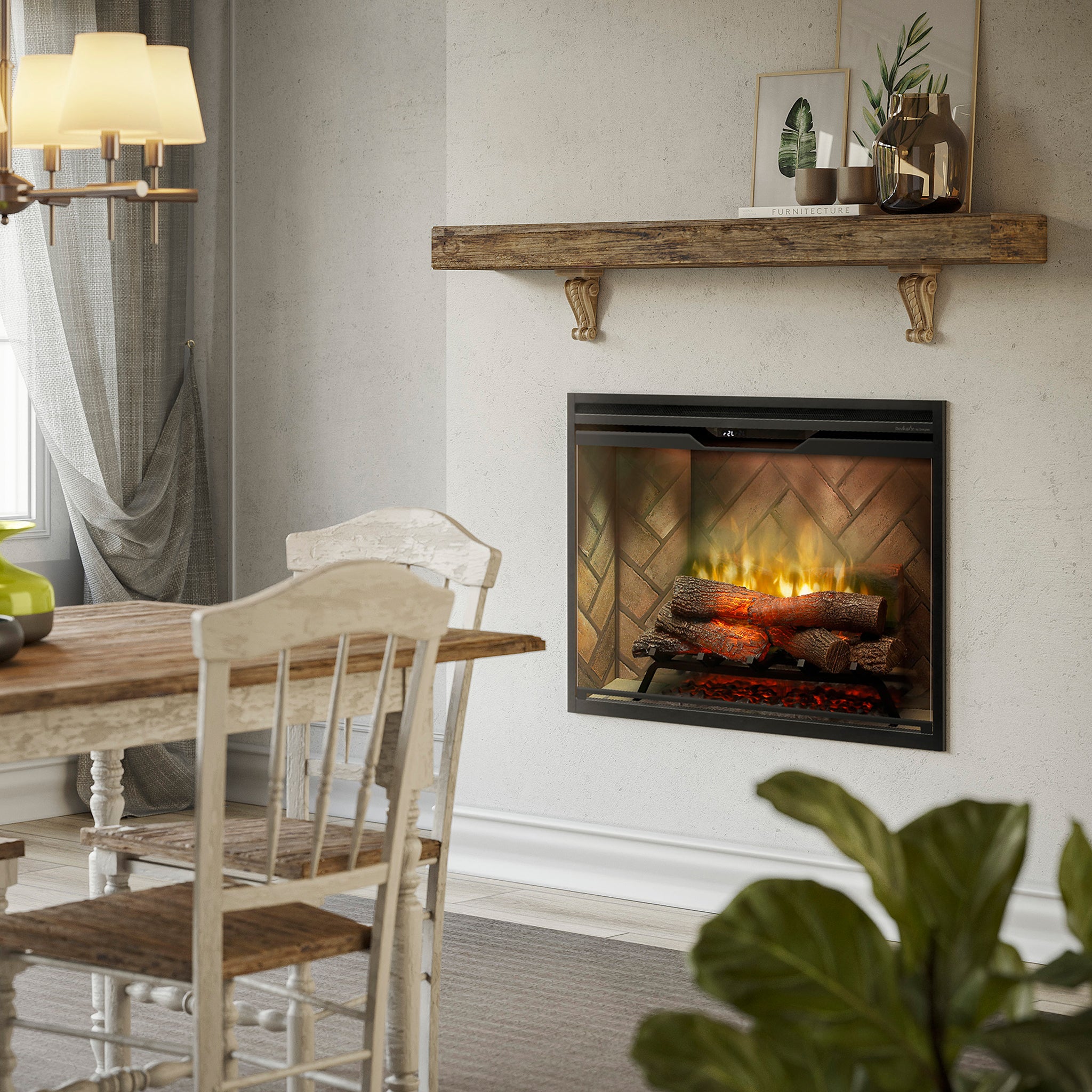 Dimplex Revillusion 36in Built-in Electric Firebox, Herringbone, with Glass Pane and Plug Kit included