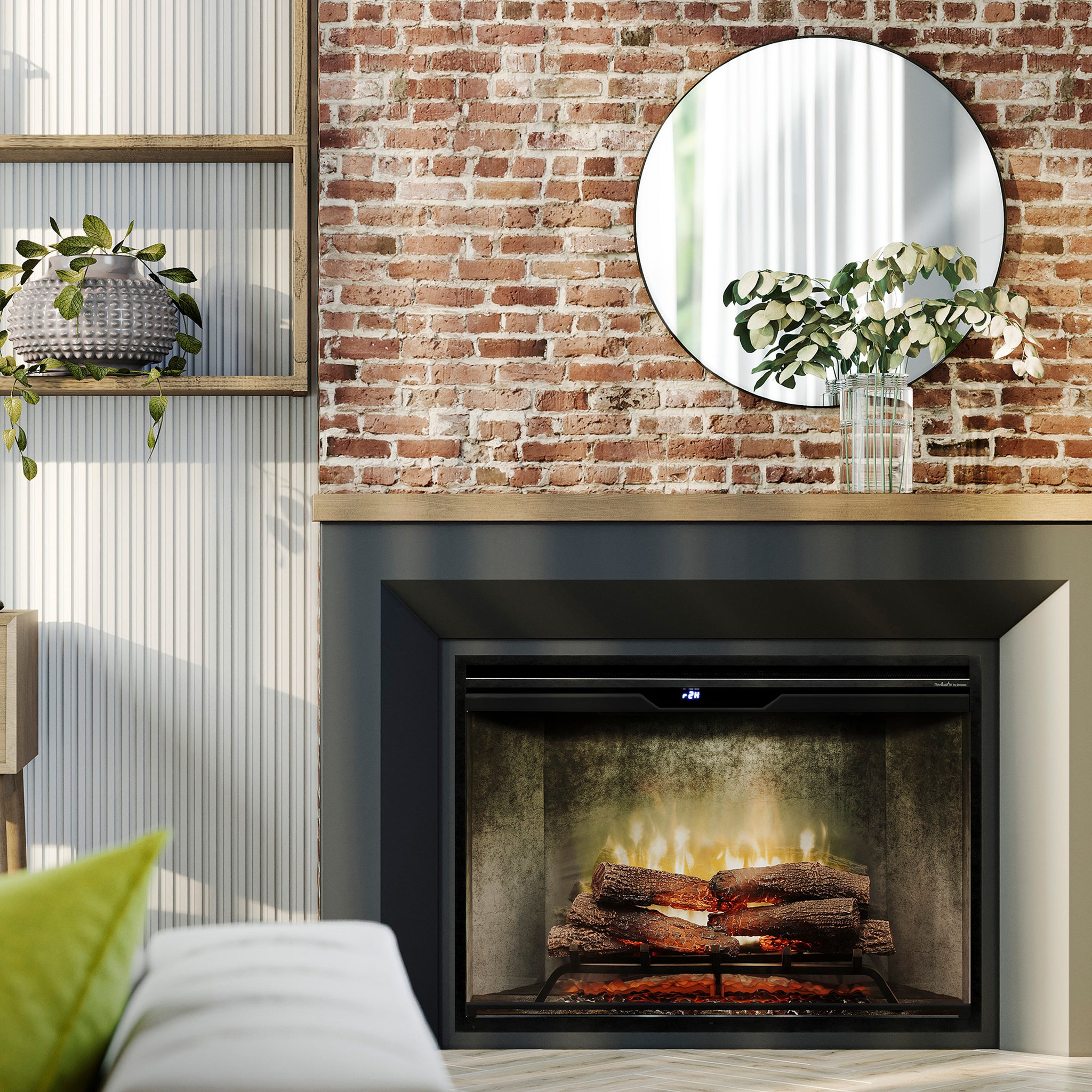 Dimplex Revillusion 36in Built-in Electric Firebox, Weathered Concrete, with Glass Pane and Plug Kit included
