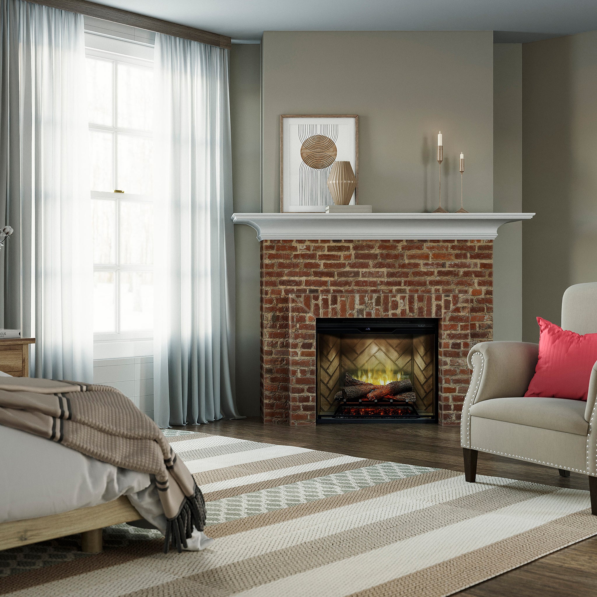 Dimplex Revillusion 30in Built-in Electric Firebox, Herringbone, with Glass Pane and Plug Kit included