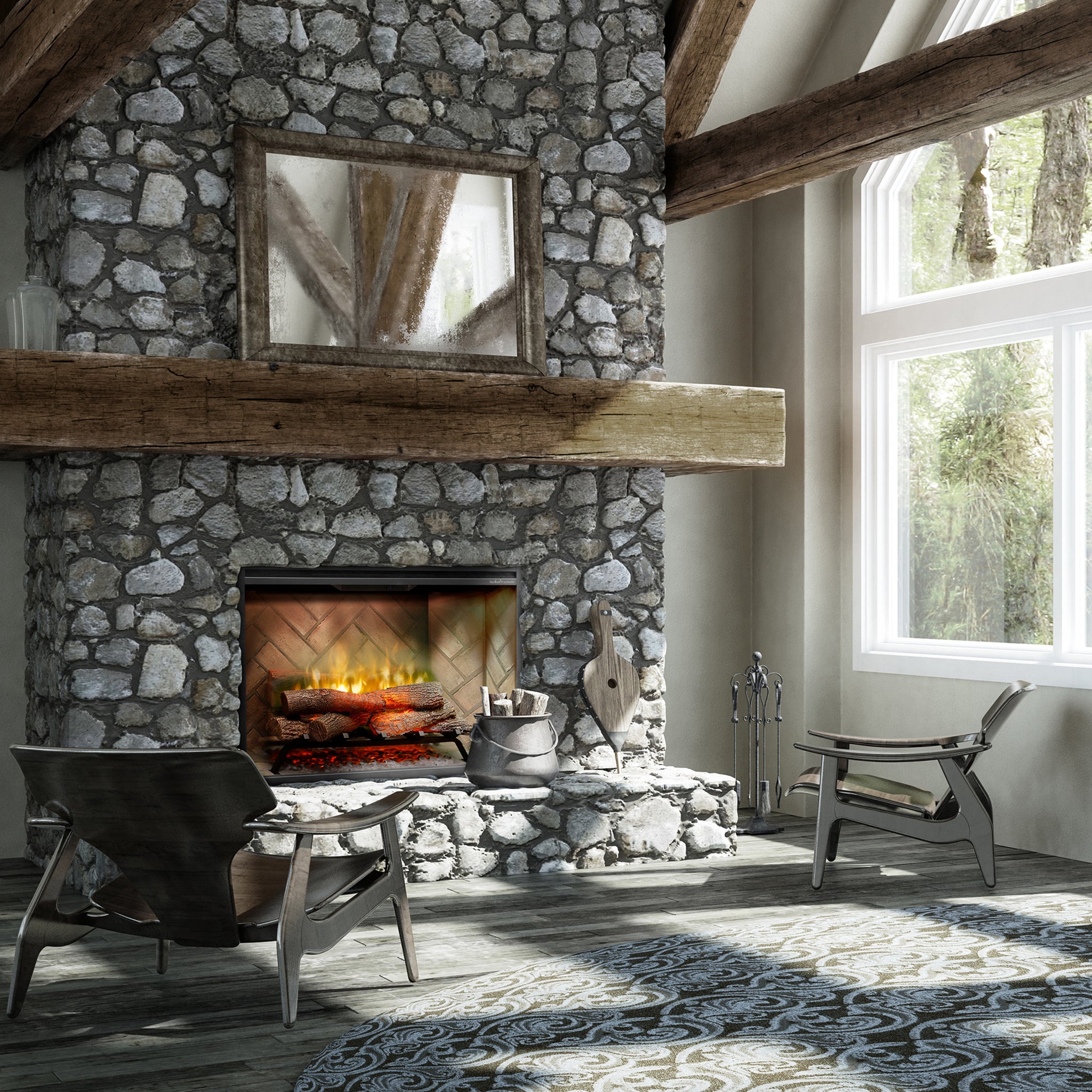 Dimplex Revillusion 36in Built-in Electric Firebox, Herringbone, with Glass Pane and Plug Kit included