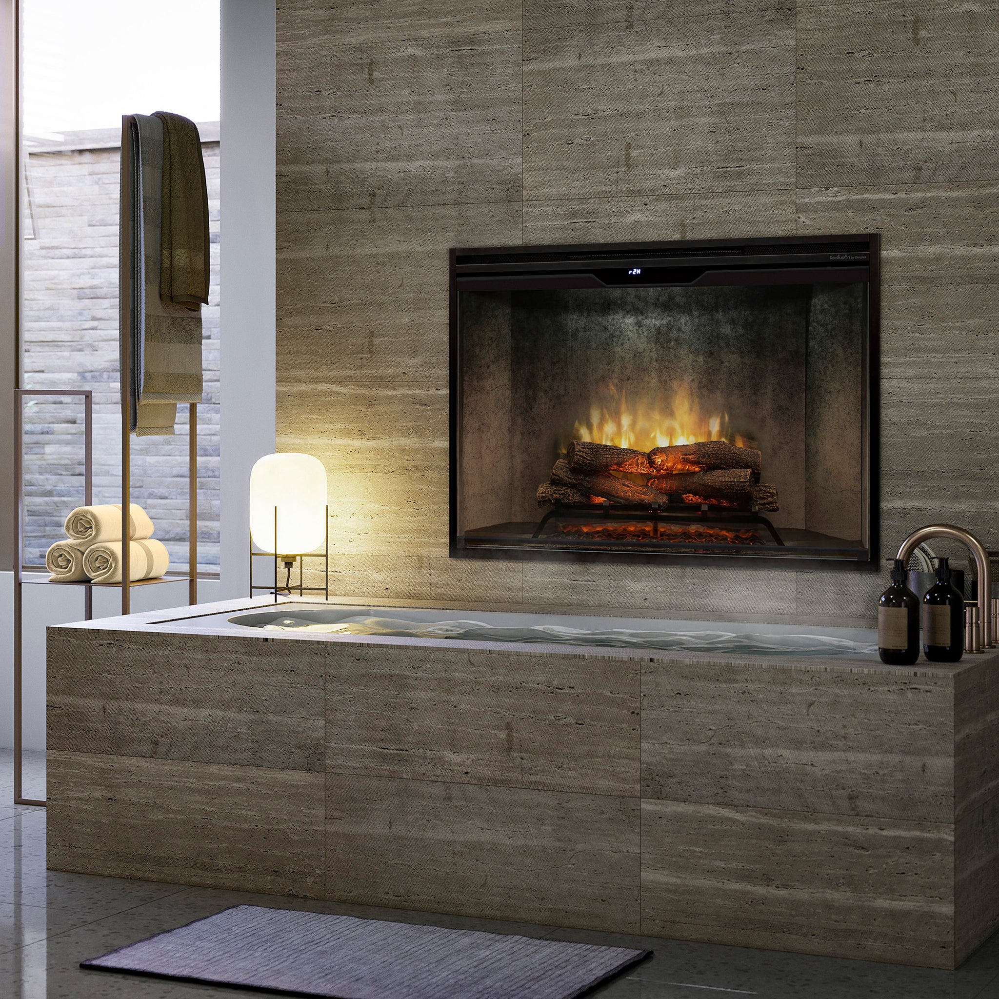 Dimplex Revillusion 42in Portrait Built-In Firebox, Weathered Concrete, with Glass Pane and Plug Kit included