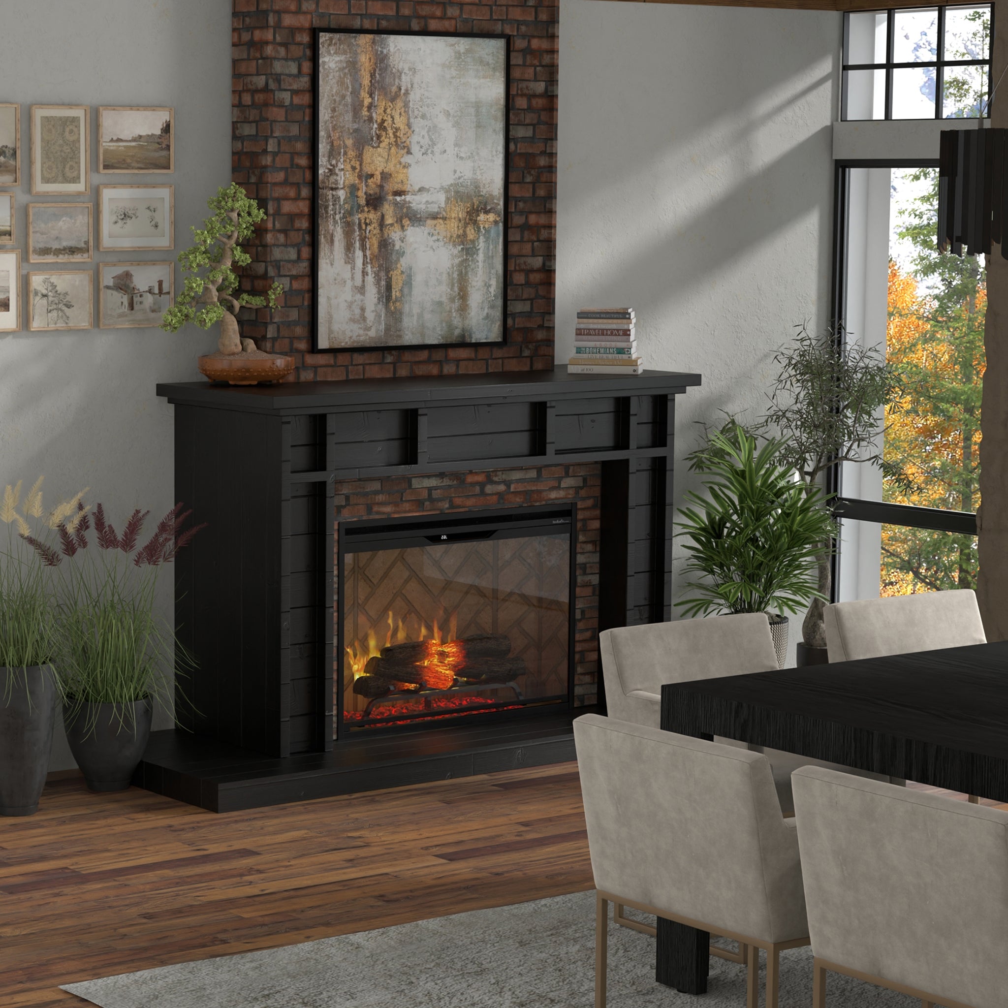 Dimplex Revillusion 36in Built-in Electric Firebox, Herringbone, with Glass Pane and Plug Kit included