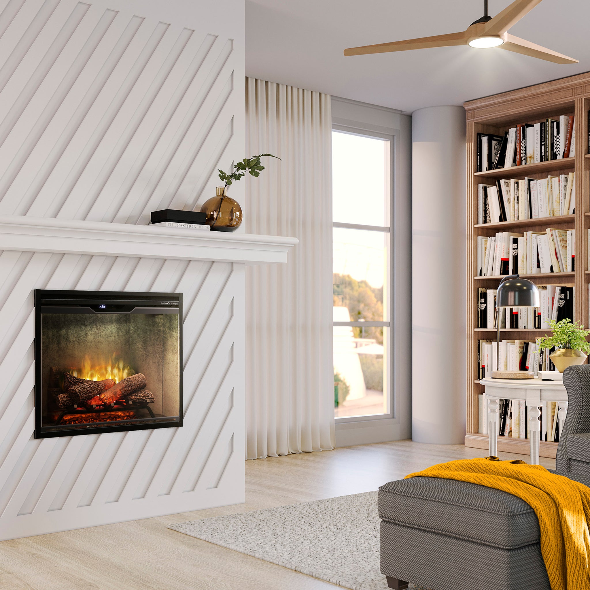 Dimplex Revillusion 30in Built-in Electric Firebox, Weathered Concrete, with Glass Pane and Plug Kit included