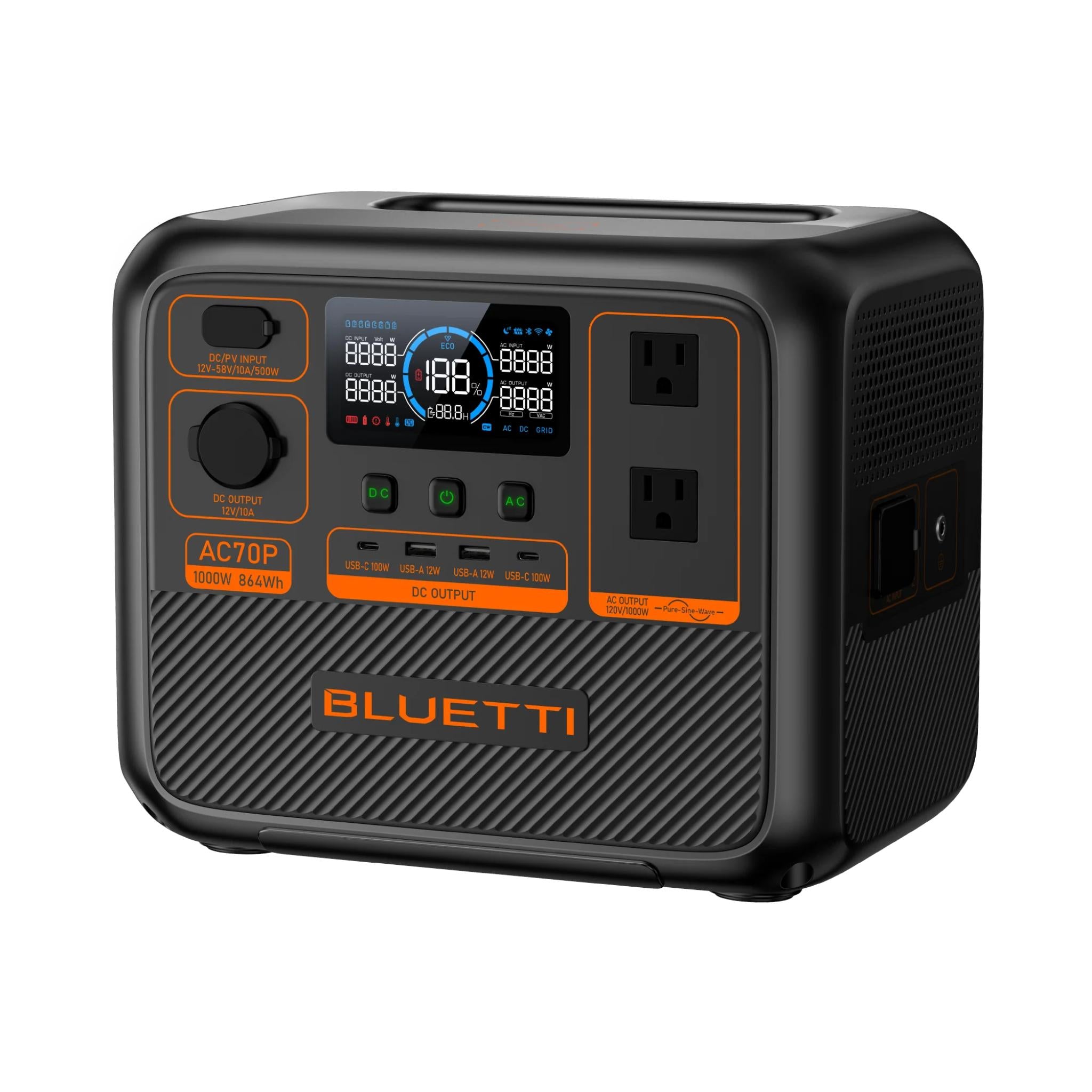 BLUETTI AC70P Portable Power Station | 1,000W, 864Wh