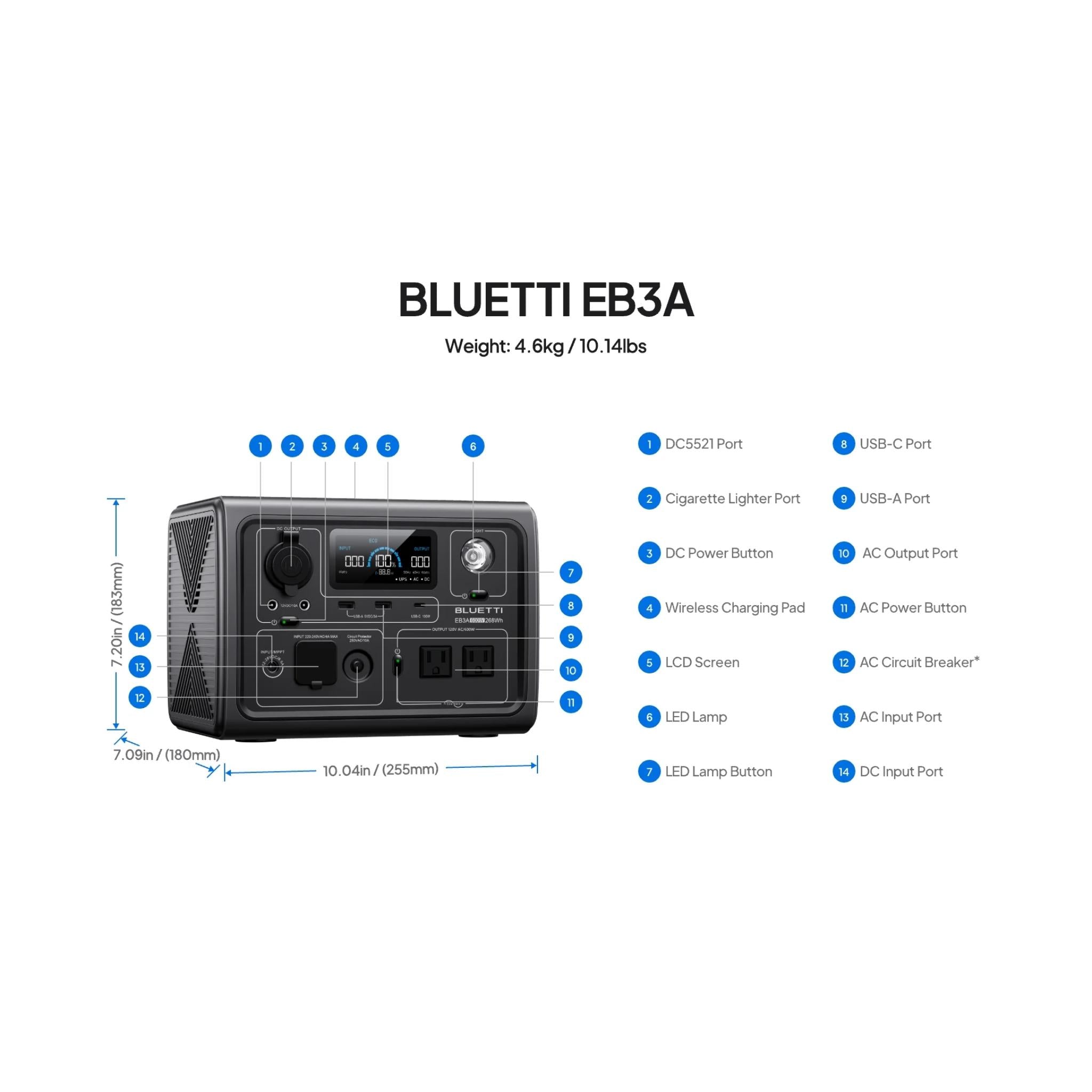 BLUETTI EB3A Portable Power Station | 600W 268Wh