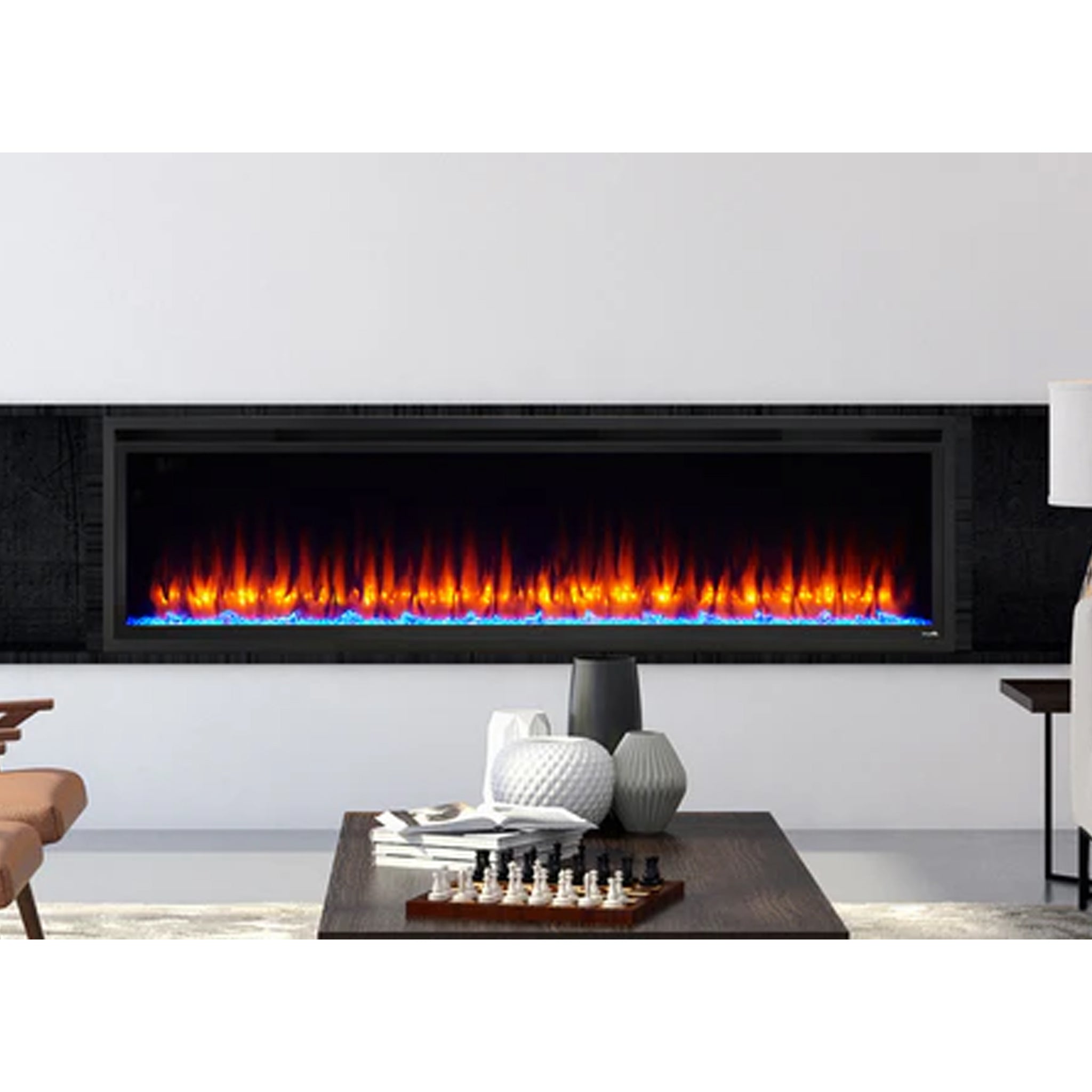 SimpliFire 72" Allusion Platinum Recessed Linear Electric Fireplace