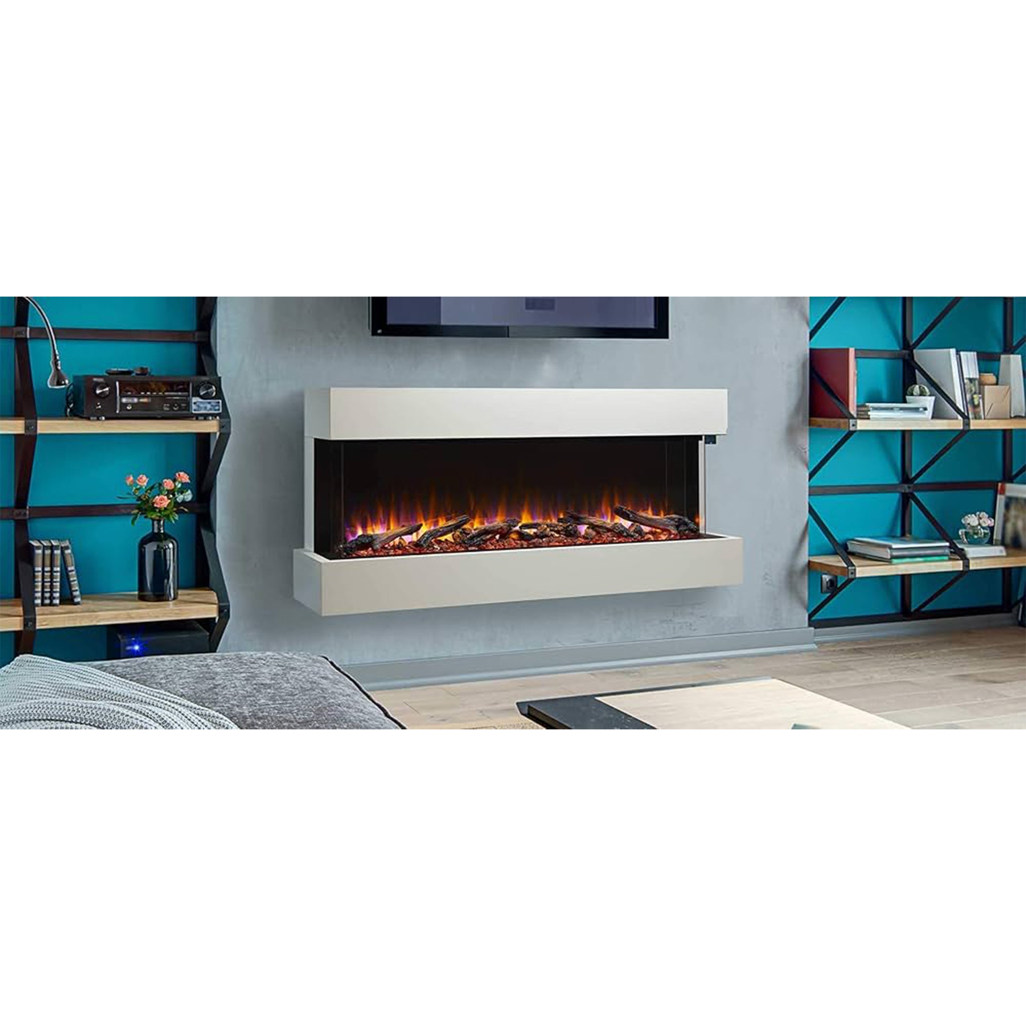 SimpliFire Floating Mantel Kit for Scion 55, Primed MDF; For wall mount applications (includes wall mount bracket)
