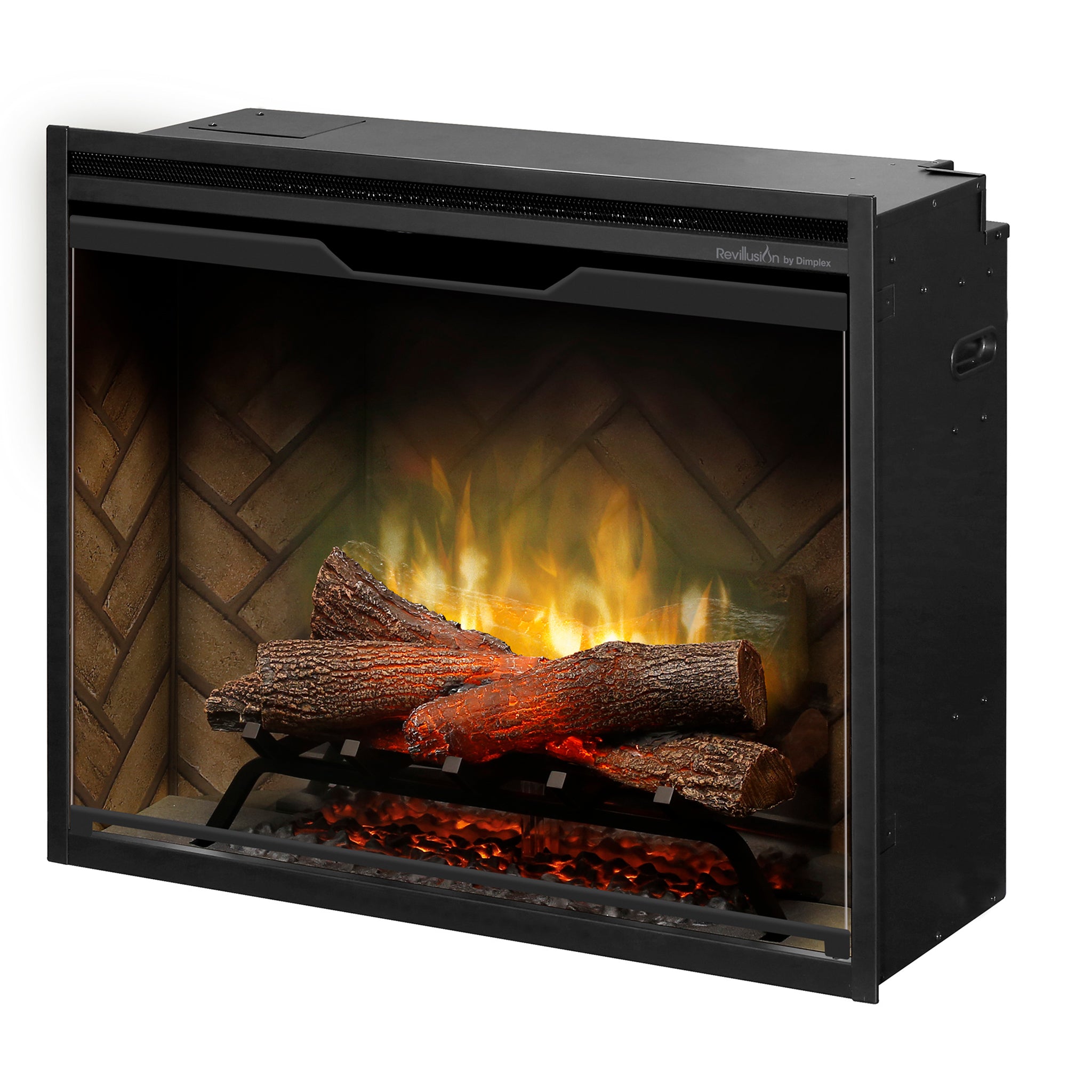 Dimplex Revillusion 30in Built-in Electric Firebox, Herringbone, with Glass Pane and Plug Kit included