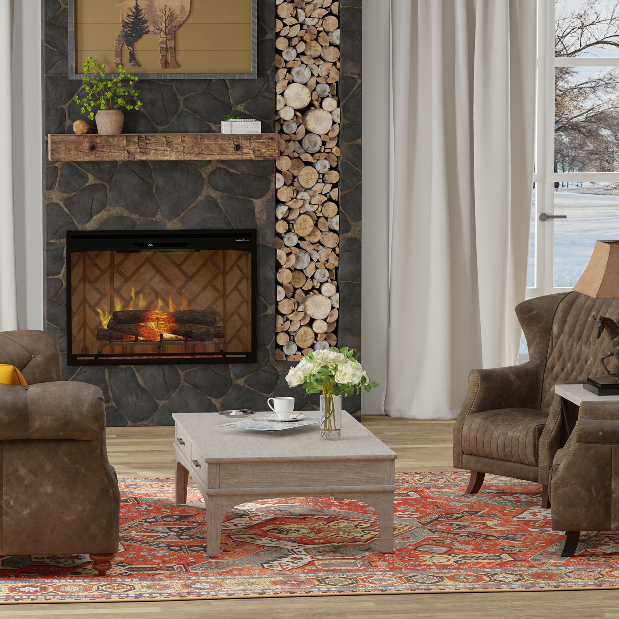 Dimplex Revillusion 36in Built-in Electric Firebox, Herringbone, with Glass Pane and Plug Kit included