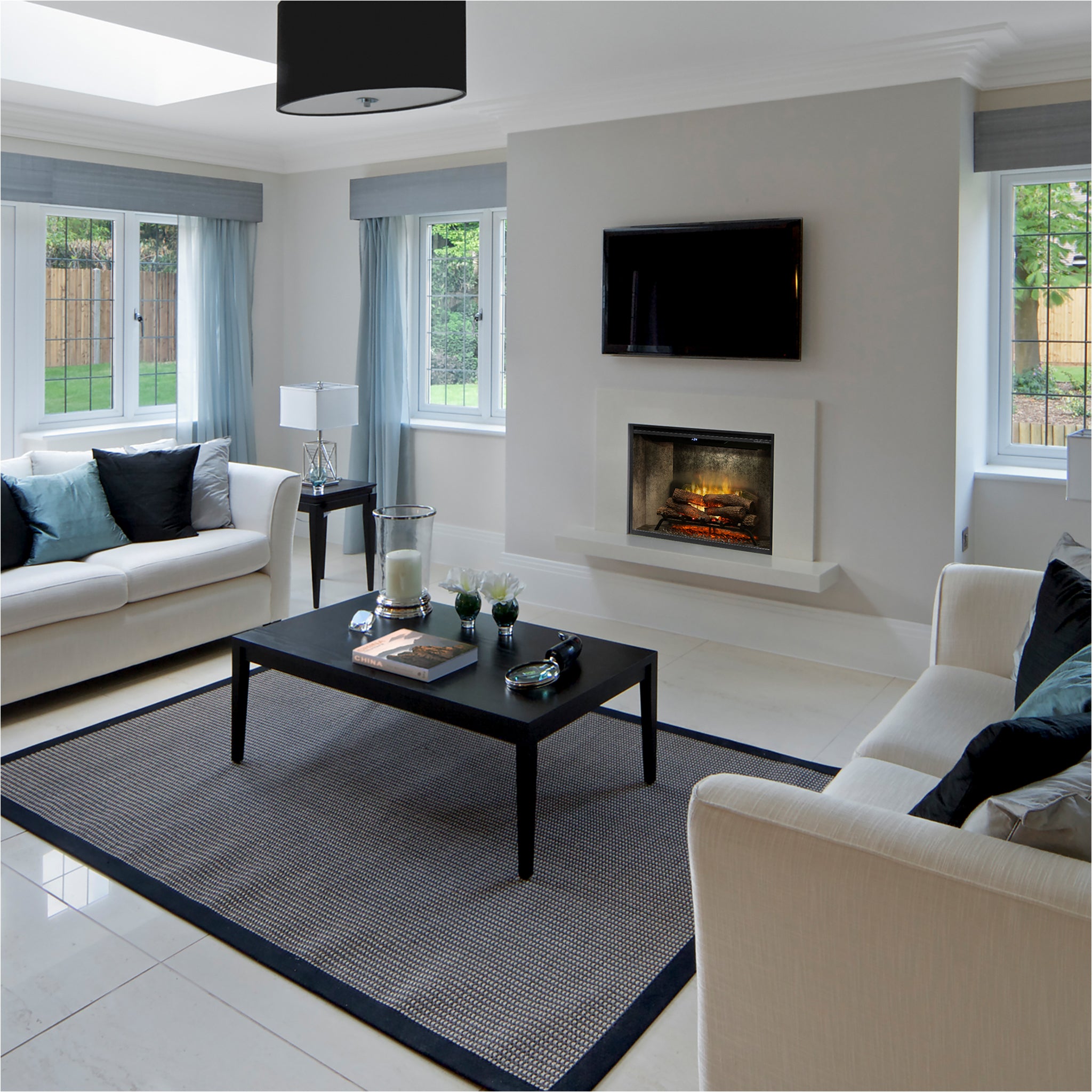 Dimplex Revillusion 36in Built-in Electric Firebox, Weathered Concrete, with Glass Pane and Plug Kit included