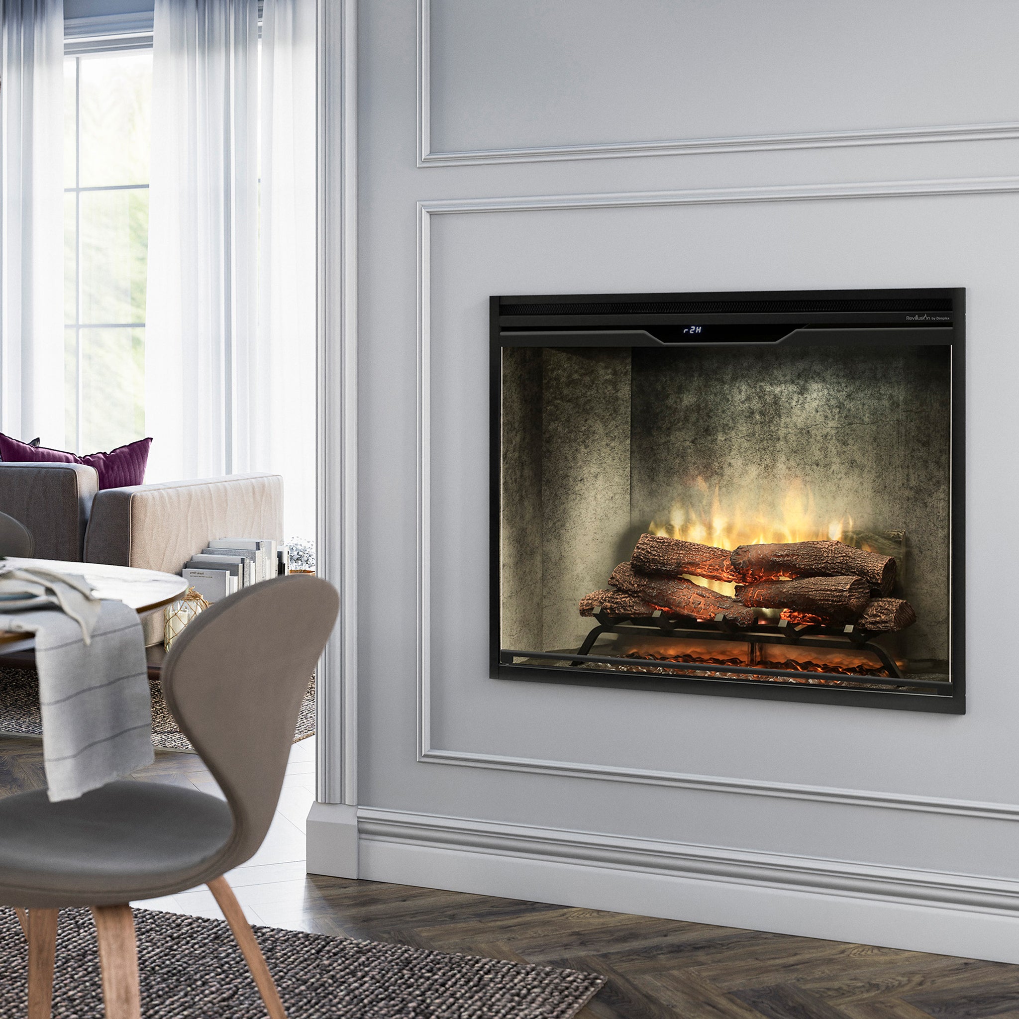 Dimplex Revillusion 36in Portrait Built-In Firebox, Weathered Concrete, with Glass Pane and  Plug Kit included