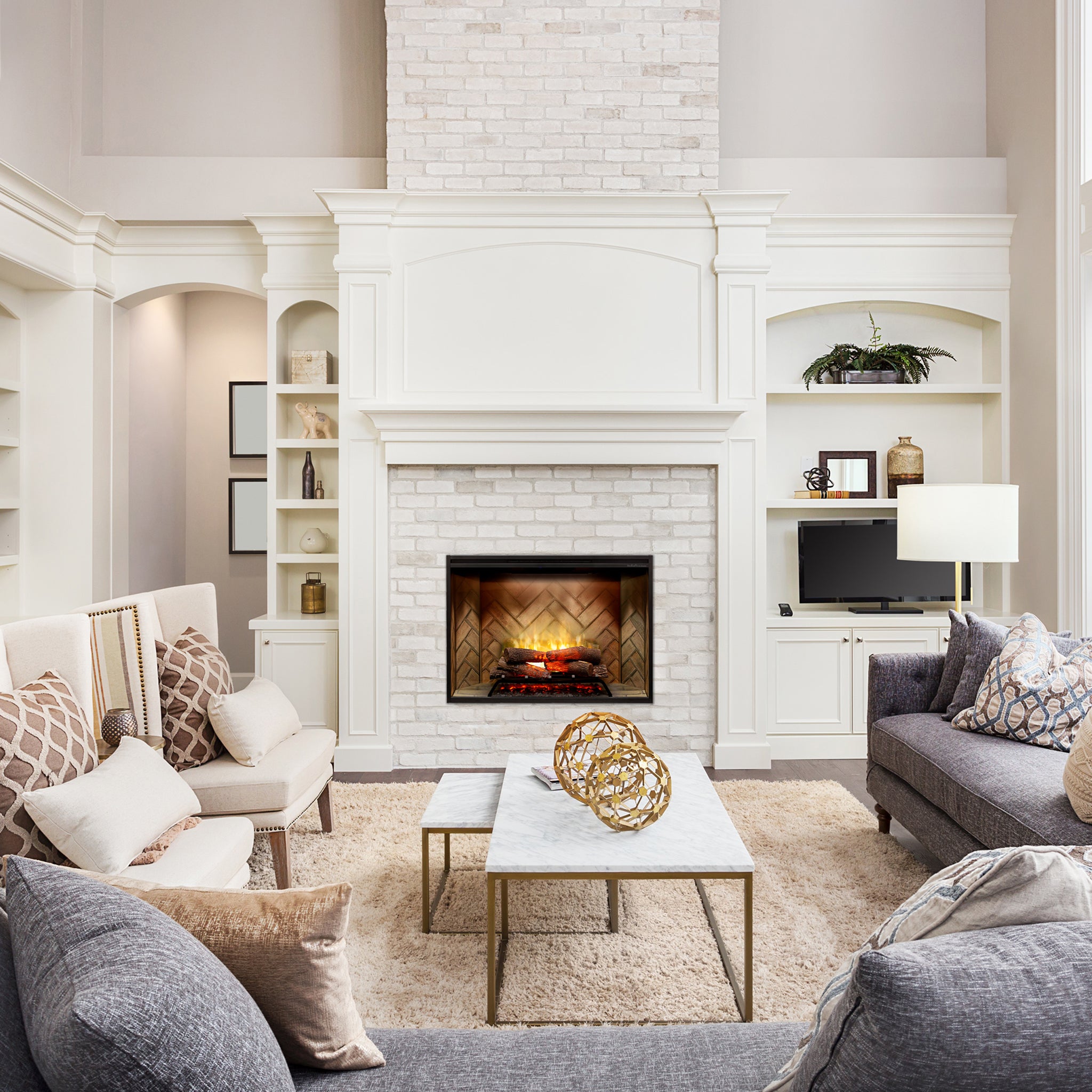 Dimplex Revillusion 42in Portrait Built-In Firebox, Herringbone, with Glass Pane and Plug Kit included