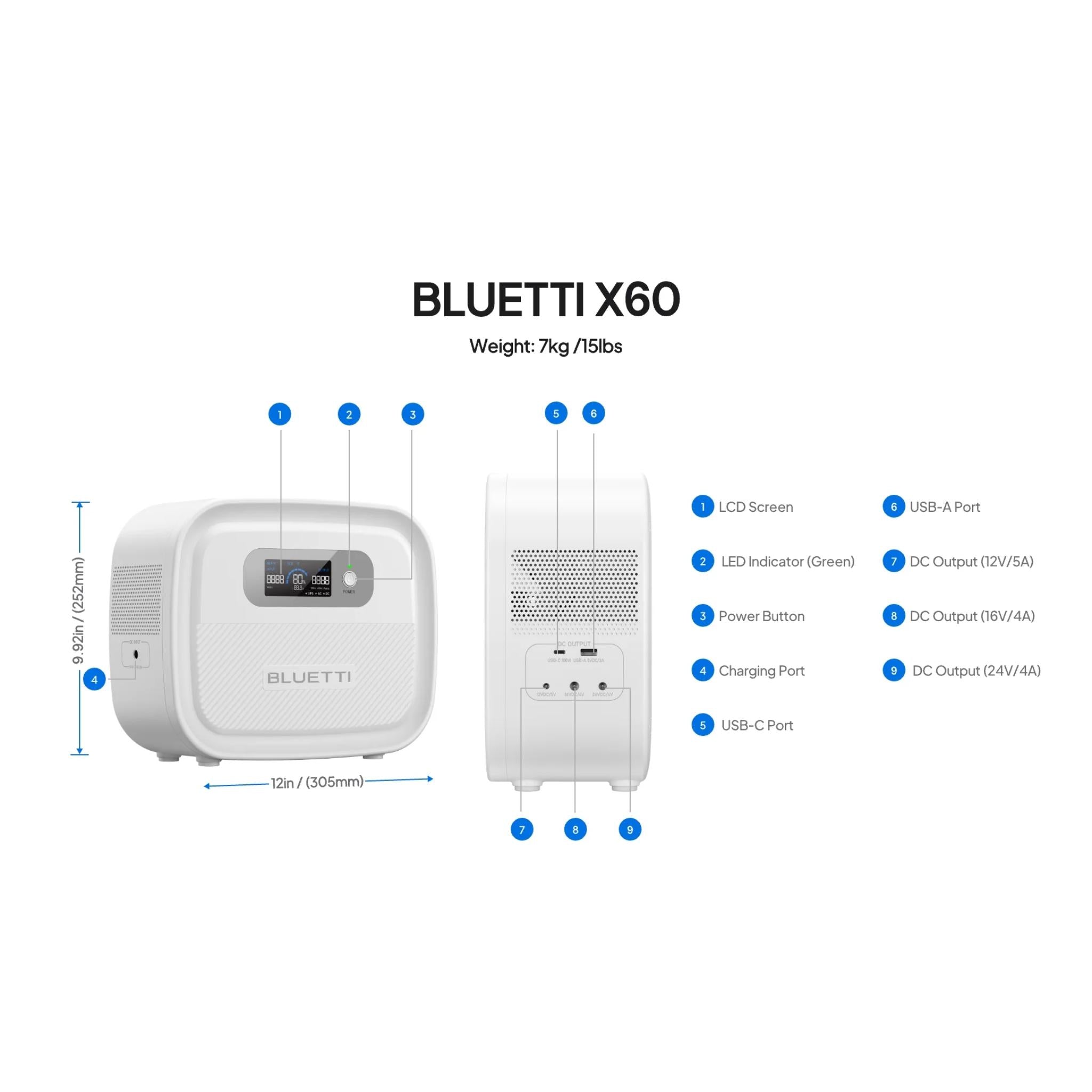 BLUETTI X60 614Wh CPAP Power Bank For Camping/Travel/Emergency