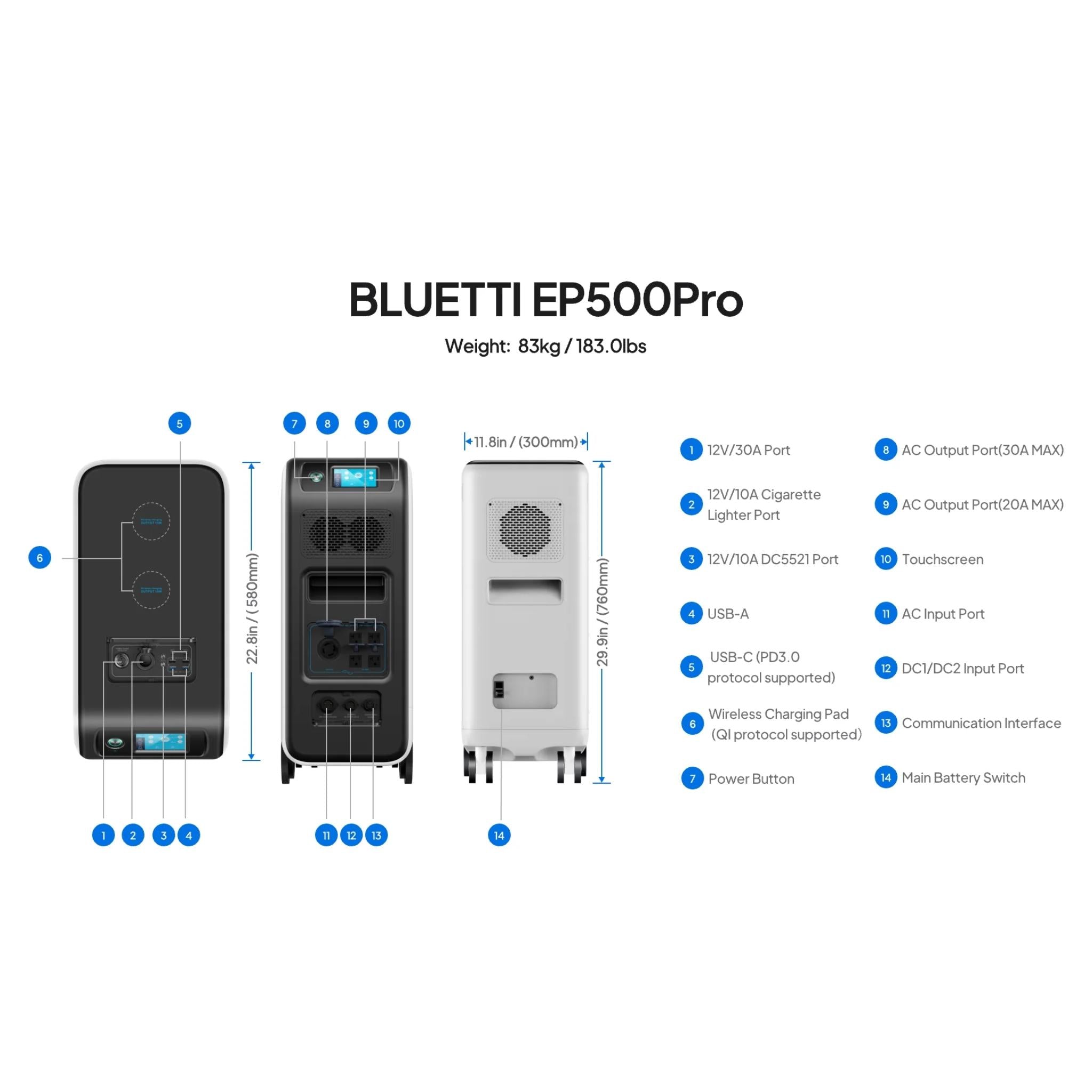 BLUETTI EP500Pro Solar Power Station | 3,000W, 5,120Wh