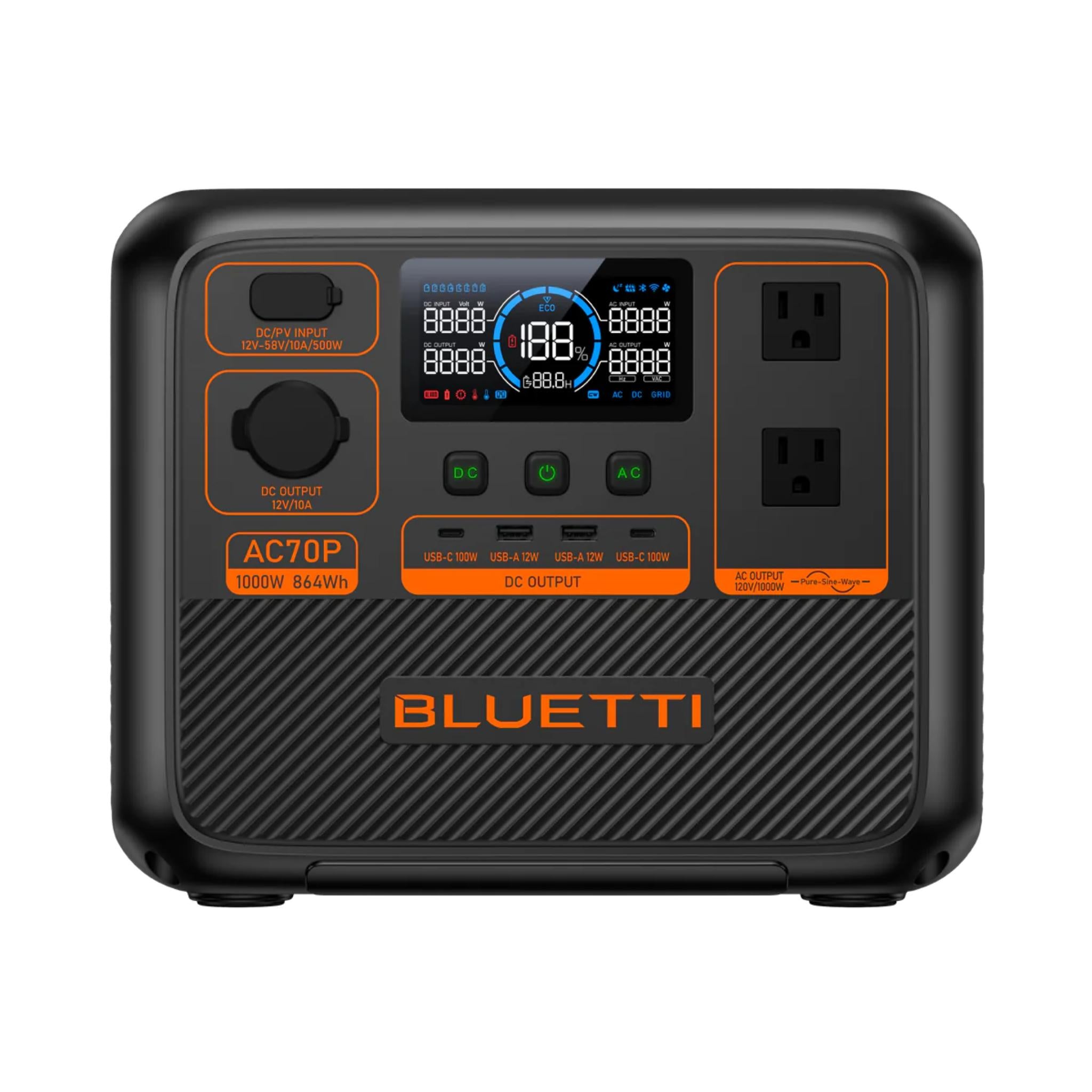 BLUETTI AC70P Portable Power Station | 1,000W, 864Wh