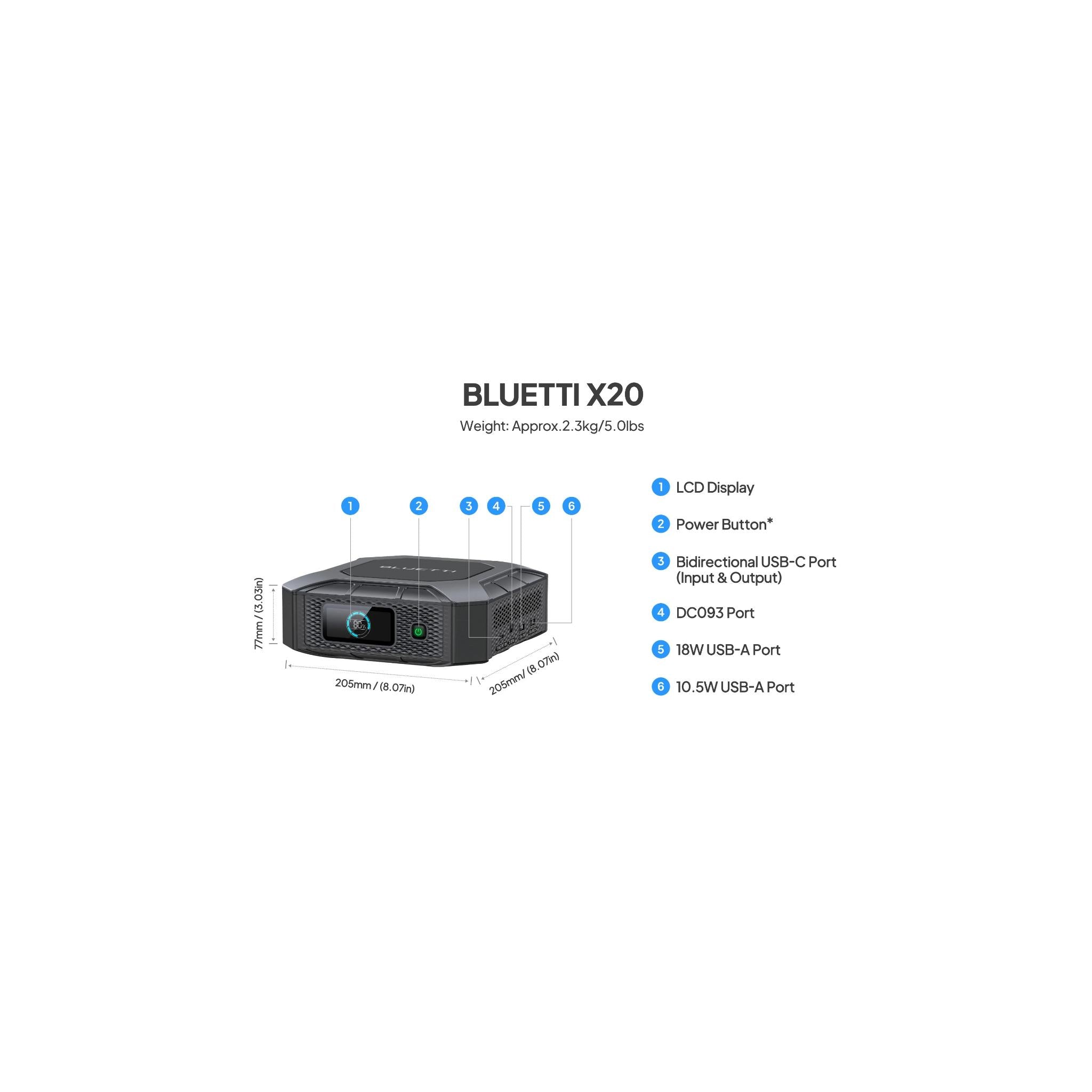 BLUETTI X20 Power Bank for Laptop | 288W 153.6Wh
