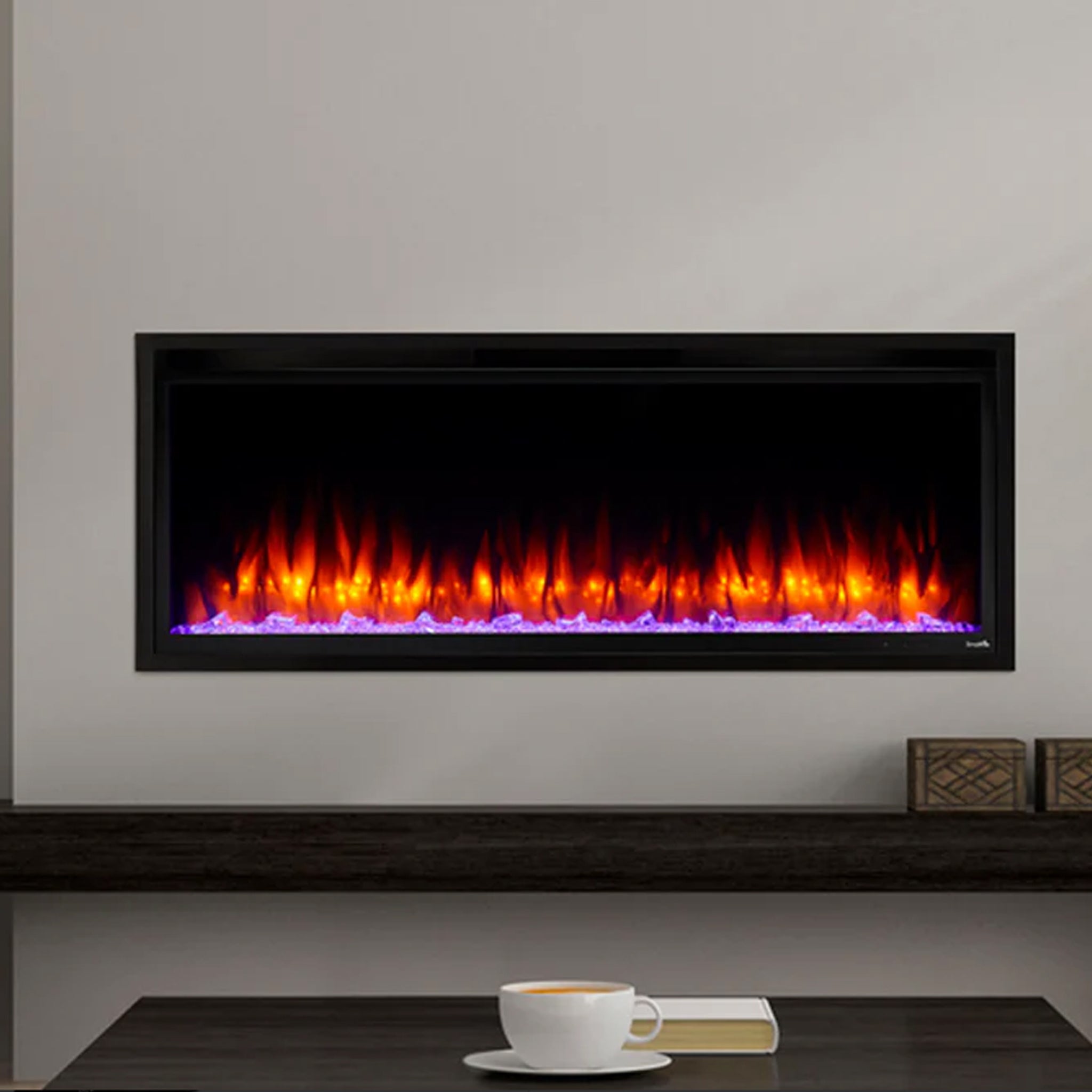 SimpliFire 50" Allusion Platinum Recessed Linear Electric Fireplace
