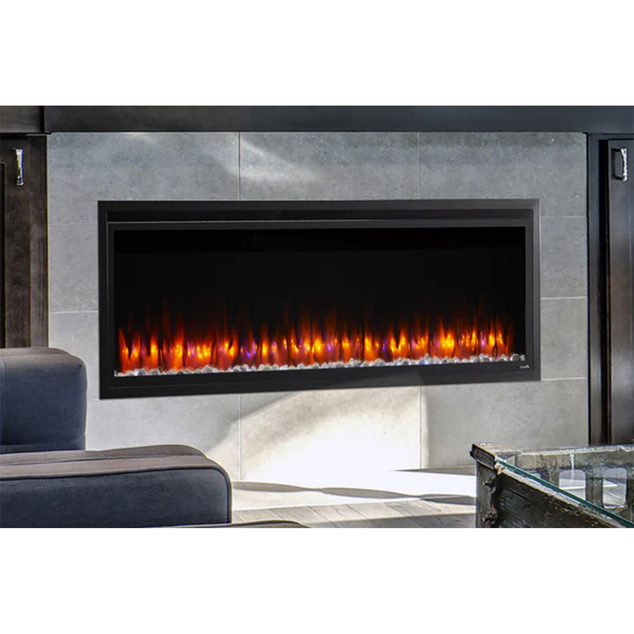 SimpliFire 60" Allusion Platinum Recessed Linear Electric Fireplace