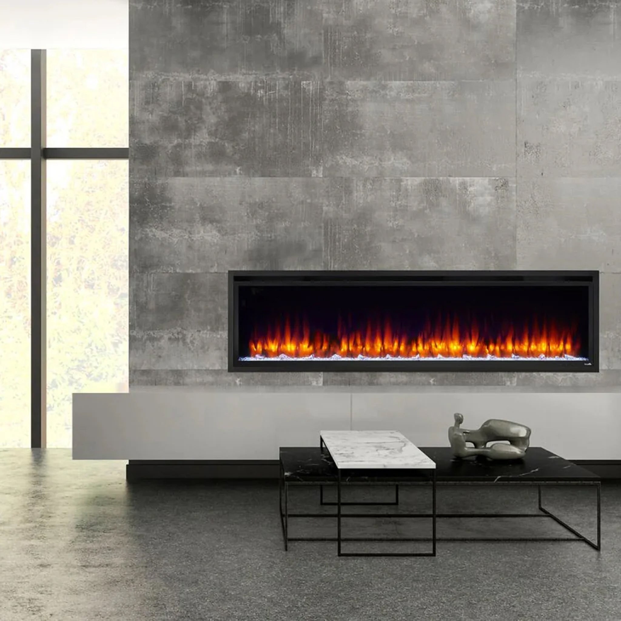 SimpliFire 72" Allusion Platinum Recessed Linear Electric Fireplace
