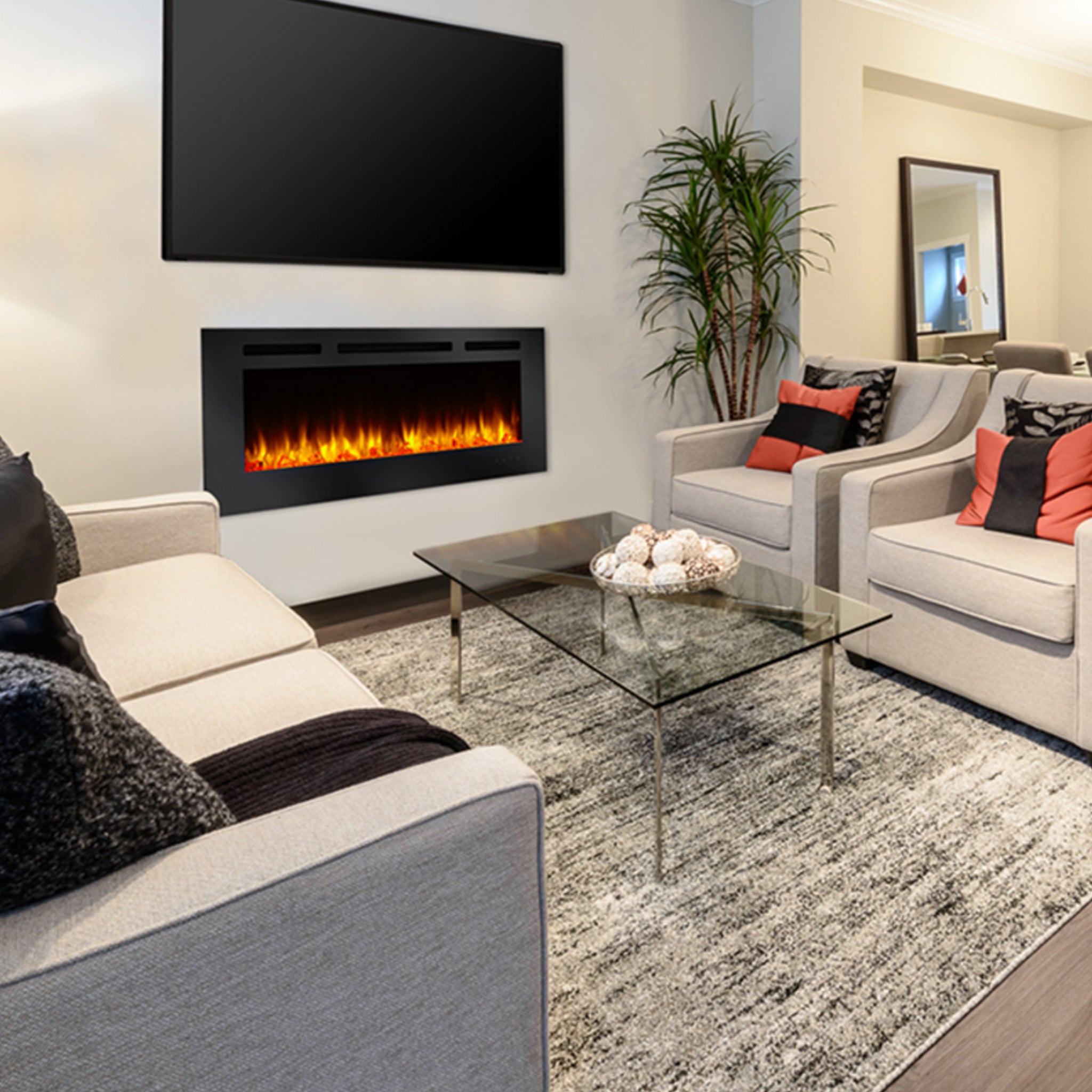 SimpliFire 48" Allusion Recessed Linear Electric Fireplace